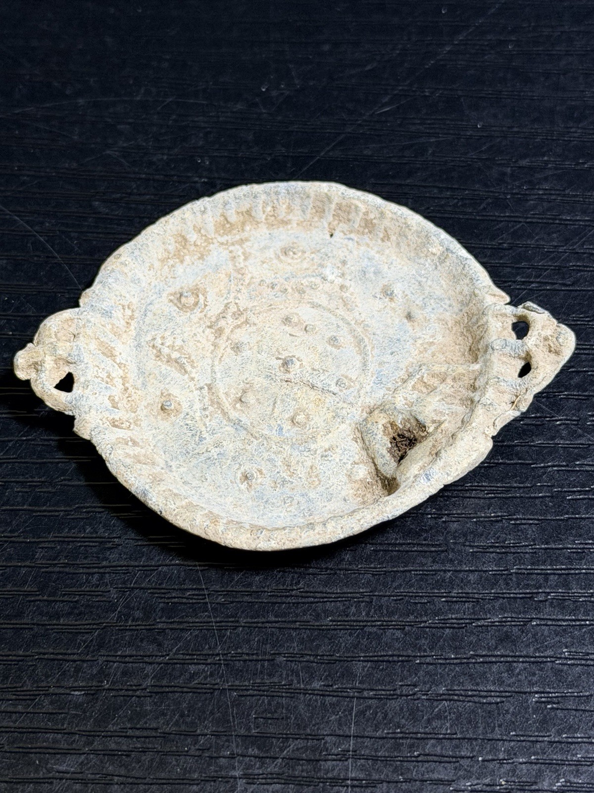 Rare 18thC Lead Pewter Miniature Toy Porringer Plate Crown Royal Commemorative
