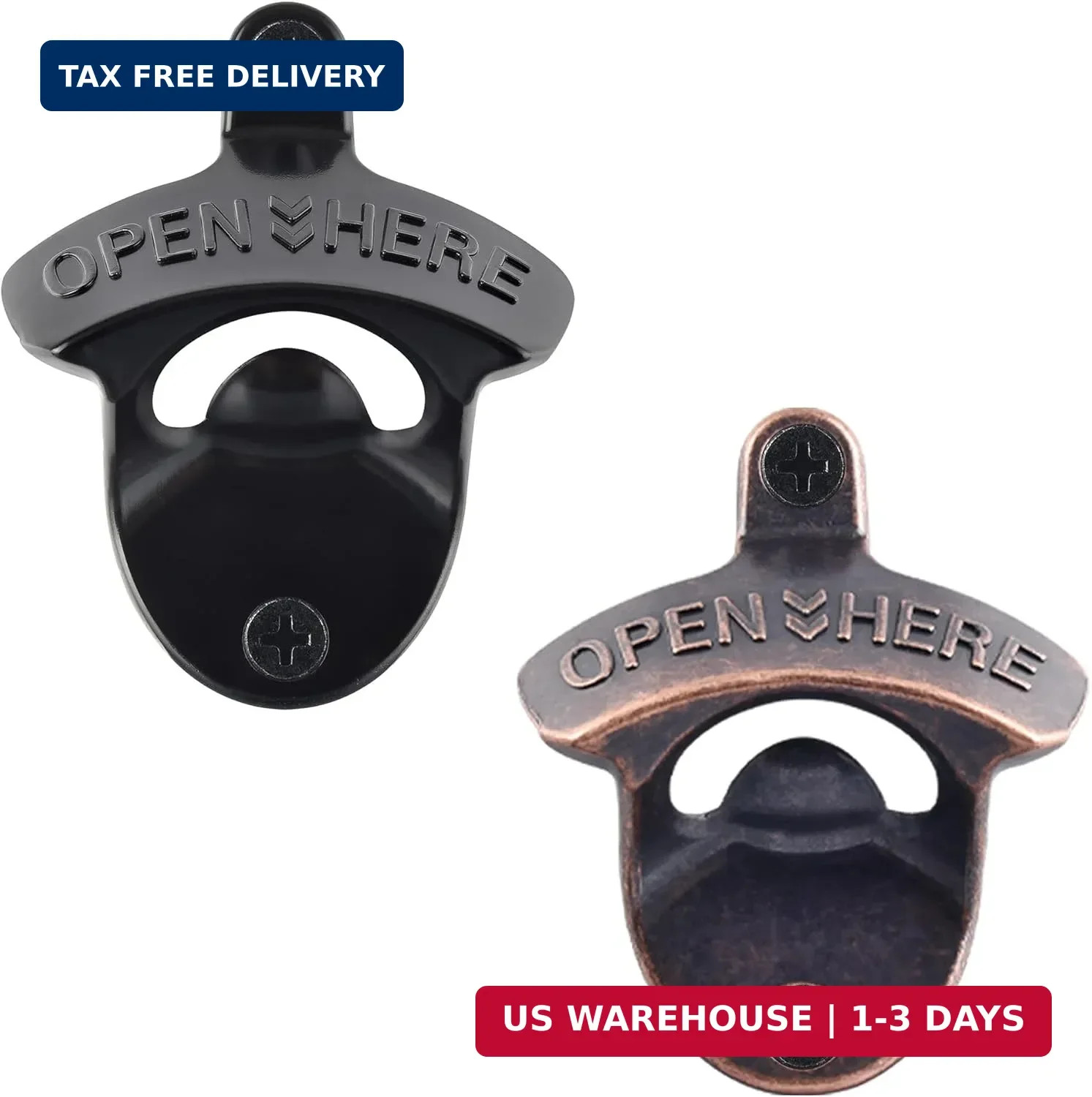 Beer Bottle Opener Wall Mounted Rustic and Black with Screws 2 PCS | Stainless M