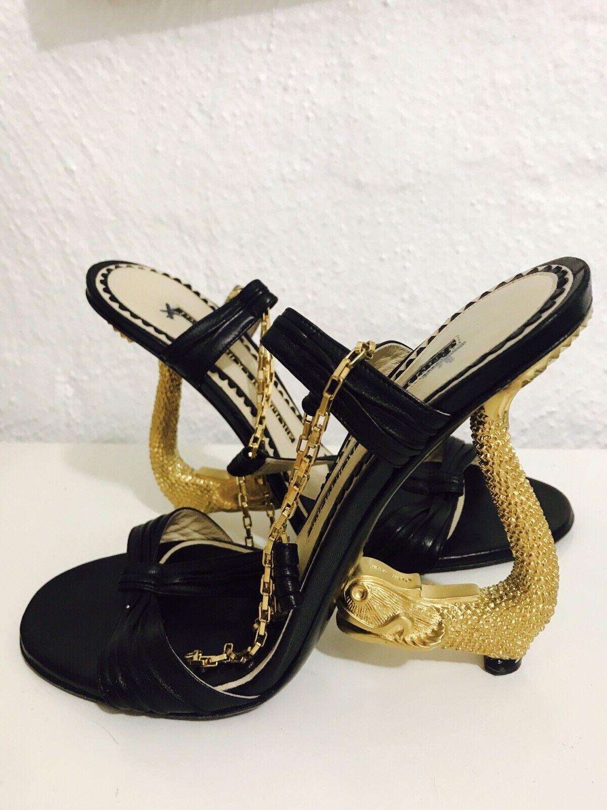 Extremely Rare Jimmy Choo Boutique Gold Dragon Women’s Shoe Heels Sandal Size 40