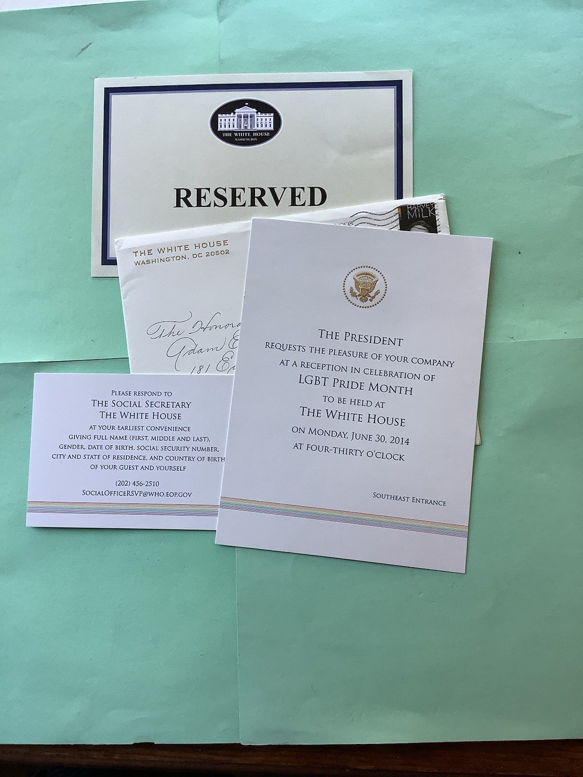Rare President Barack Obama Official White House Invitation LGBT Event 2014