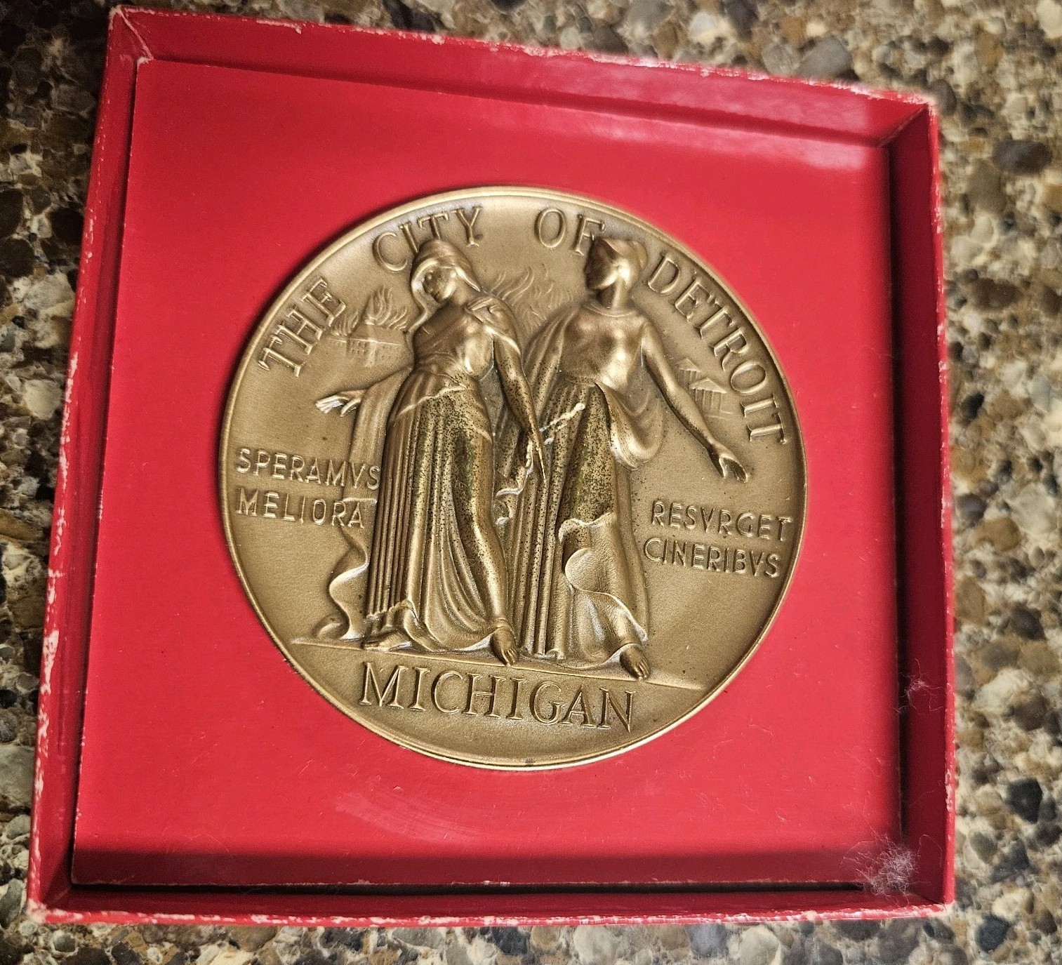 Spirit Of Detroit Bronze Medal Coin Jerome P Cavanagh Mayor Detroit MI Case