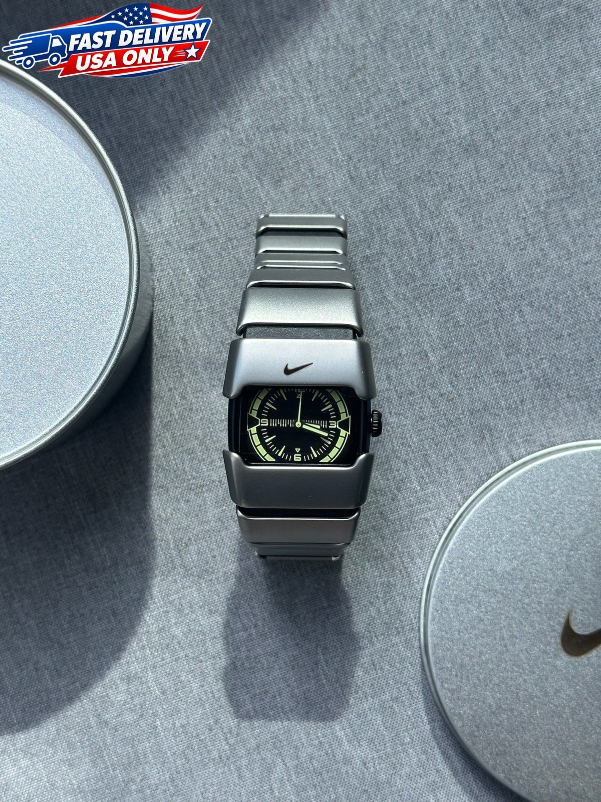 Nike D-Line Satin Silver Analogue Watch with Light Yellow Dial