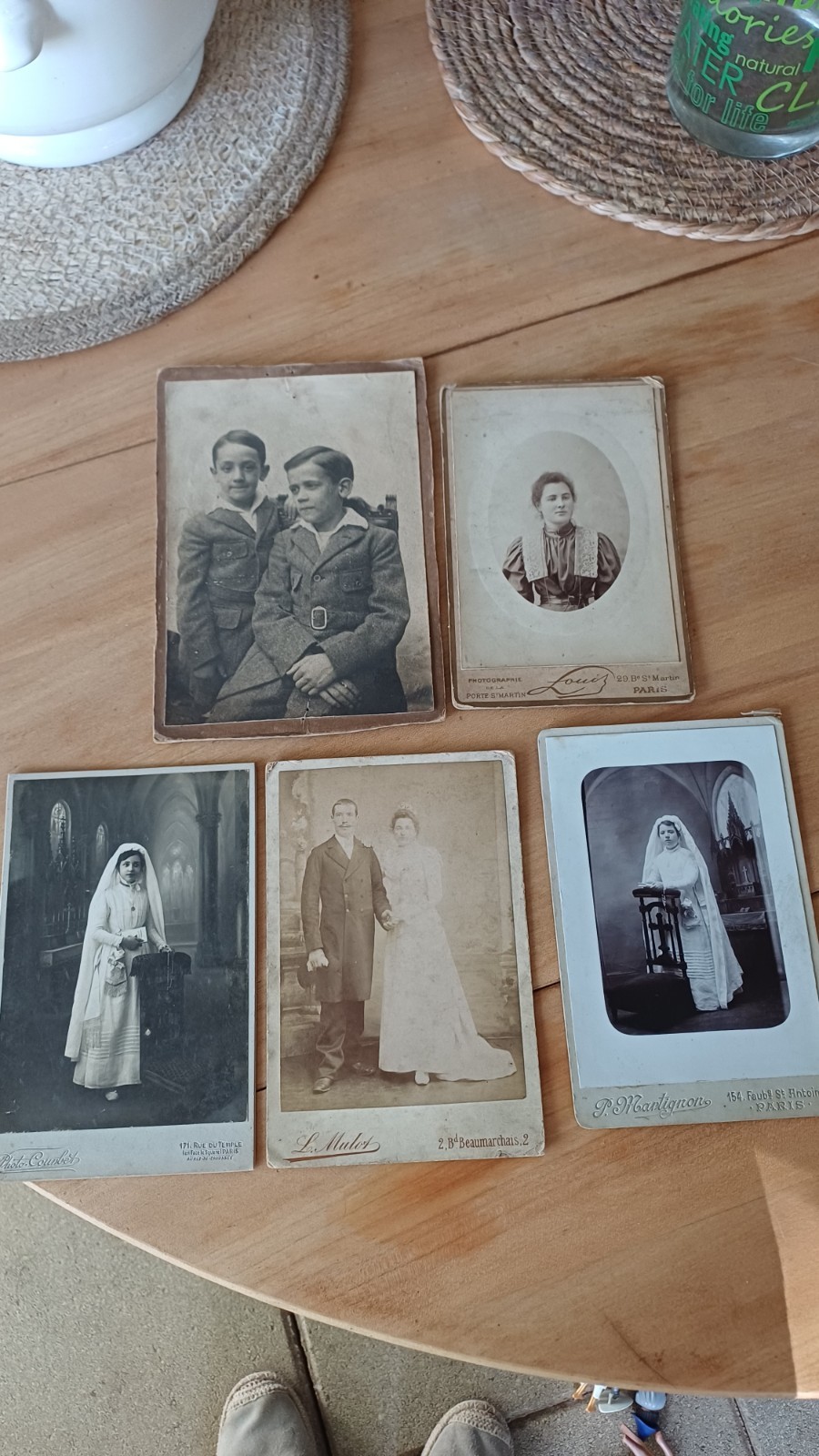 Lot 5 Old Photos CDV Cabinet Paris Wedding Communion Early 20th 1900 1916