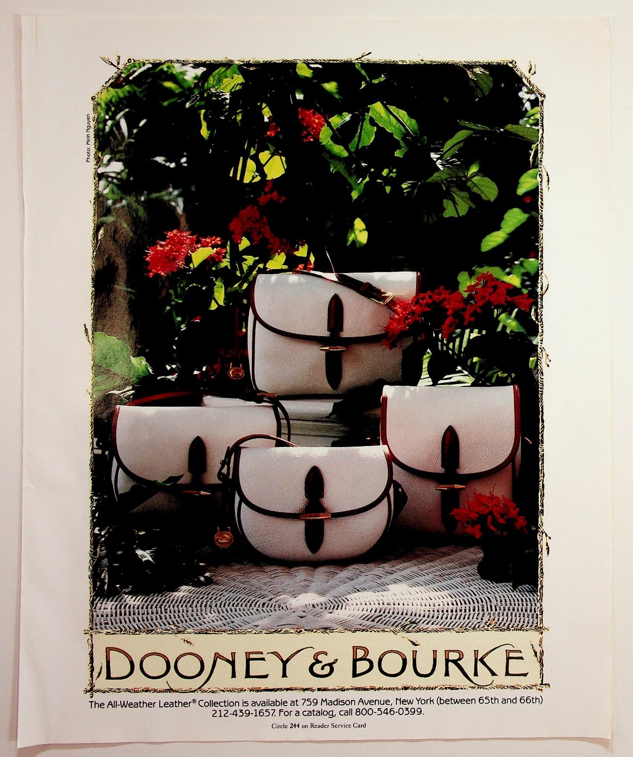 Vintage Dooney & Bourke All-Weather Leather Handbag Purse Magazine Ad NYC