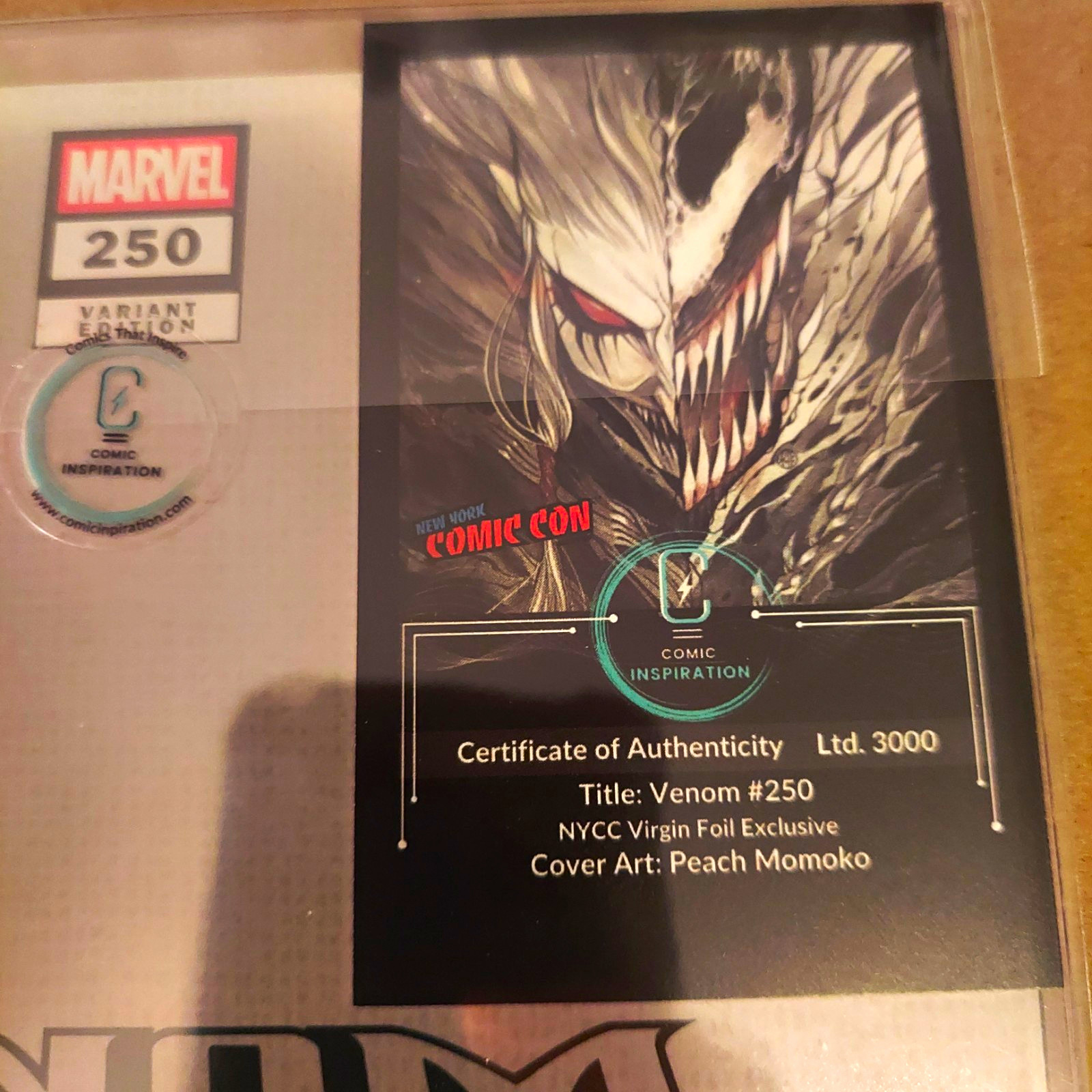 Marvel Venom #250 NYCC Exclusive Peach Momoko Virgin Foil Variant Ltd 1000 w/COA