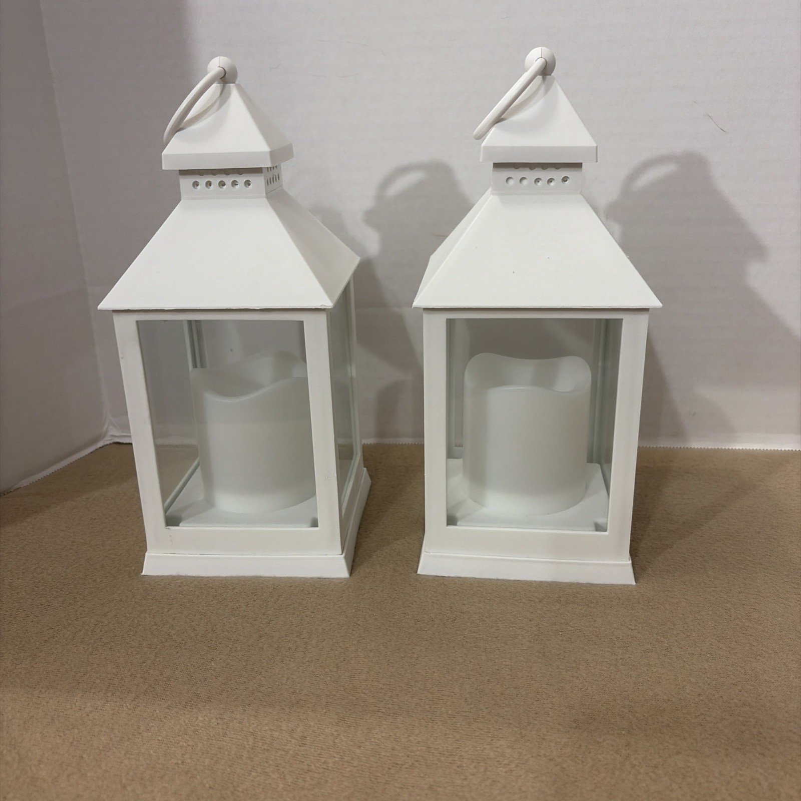 (2) Pretty White Christmas Lantern NIB Never Used Great Condition