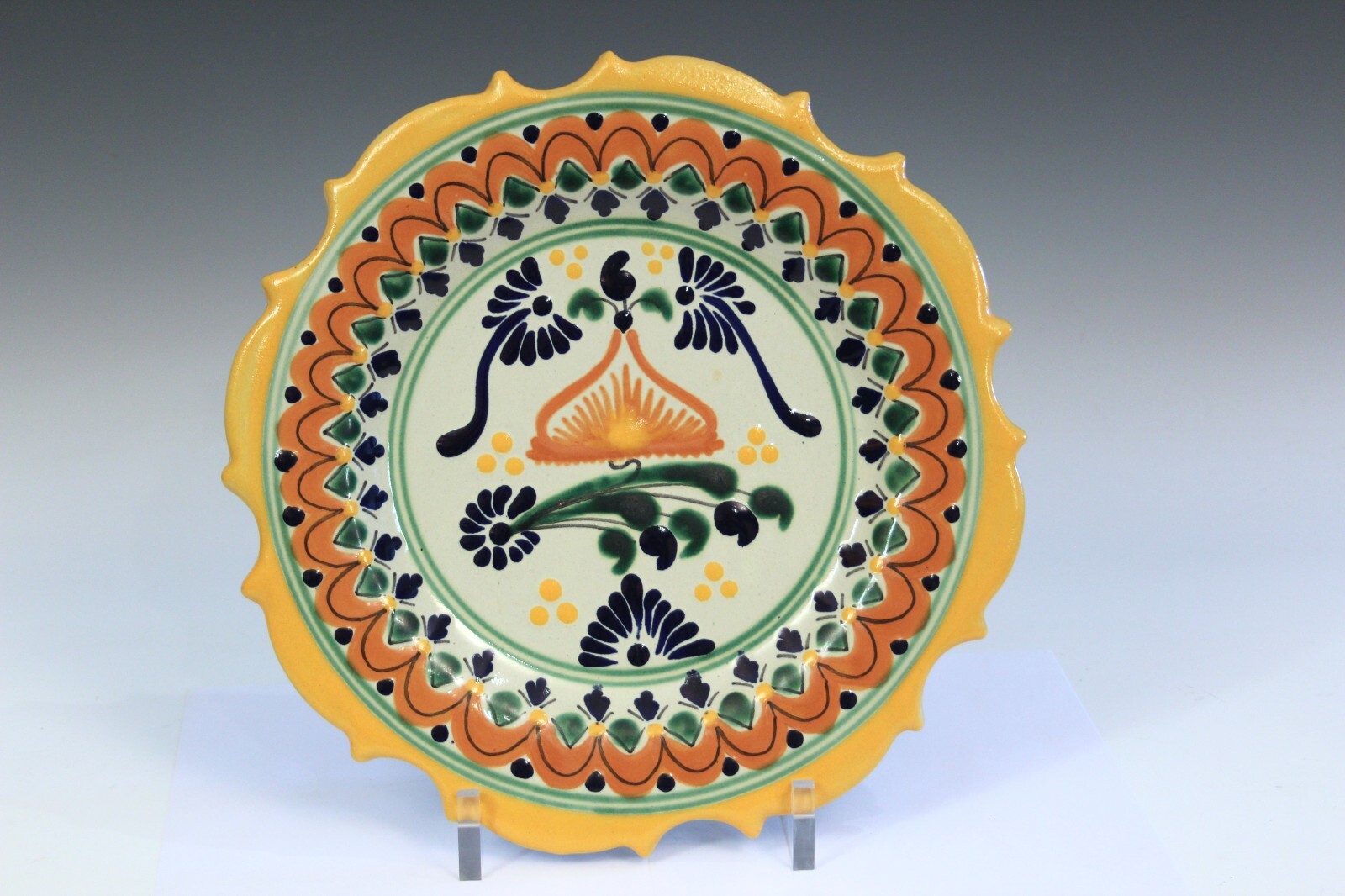 Old Talavera San Sebastian Mexican Pottery Vintage Plate Charger Signed 13\