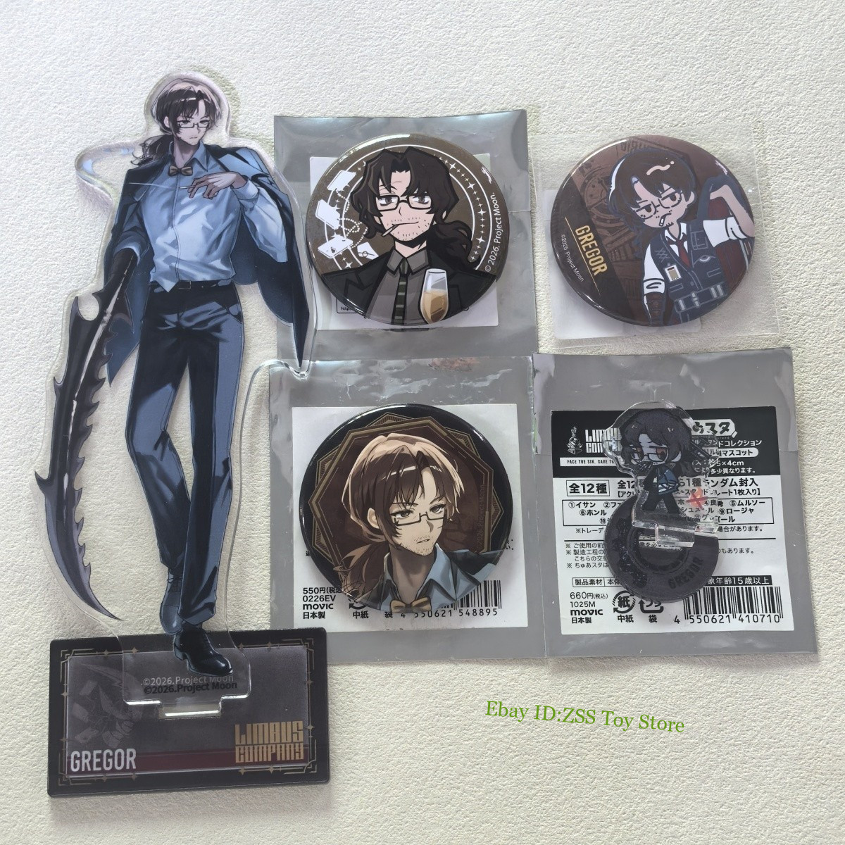 5Pcs Limbus Company Gregor Acrylic Stand Figure Model & Badge Set
