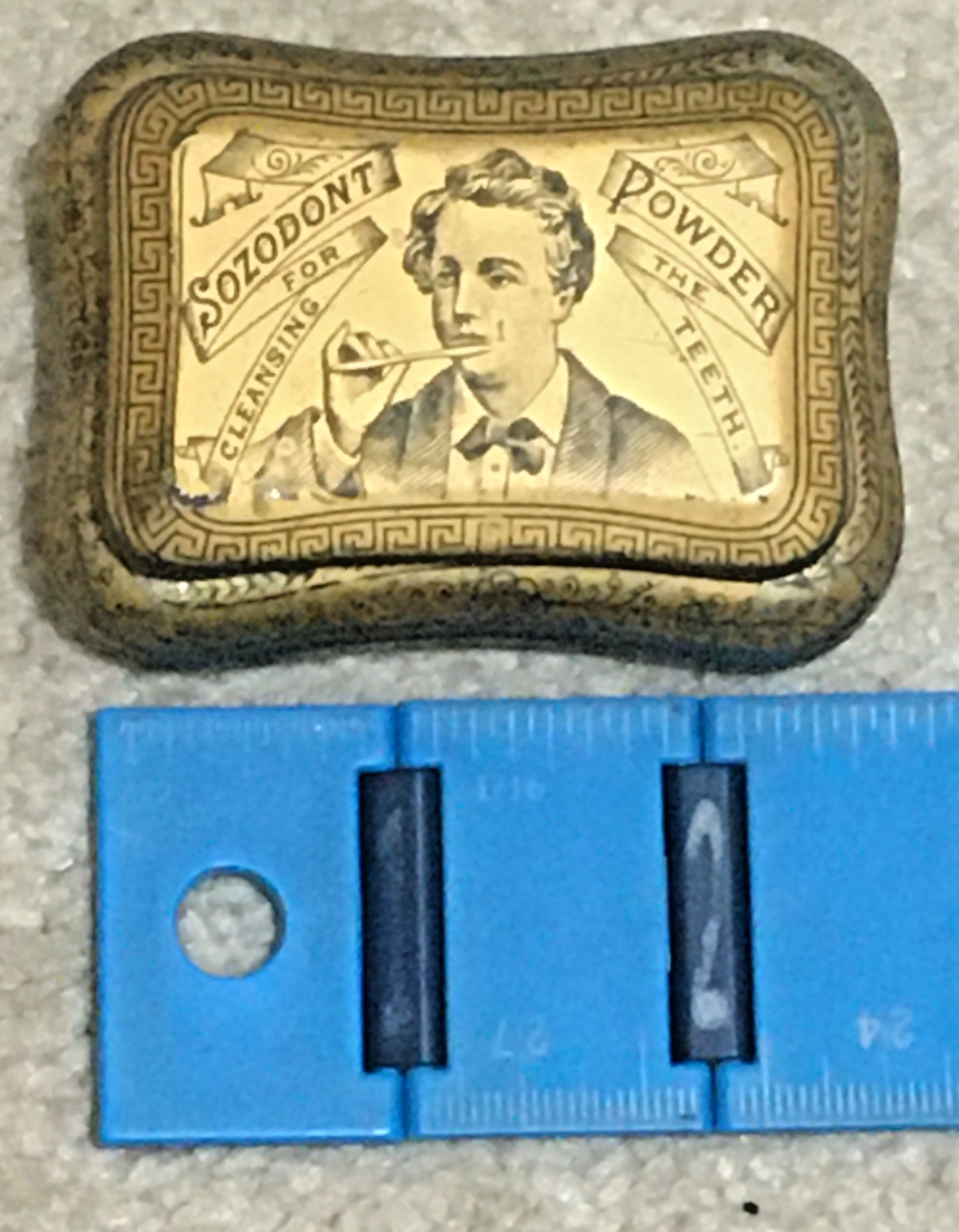 Vntg c1890s Sozodont Tooth Powder Tin Ginna NY Maker Victorian Dental Dentist
