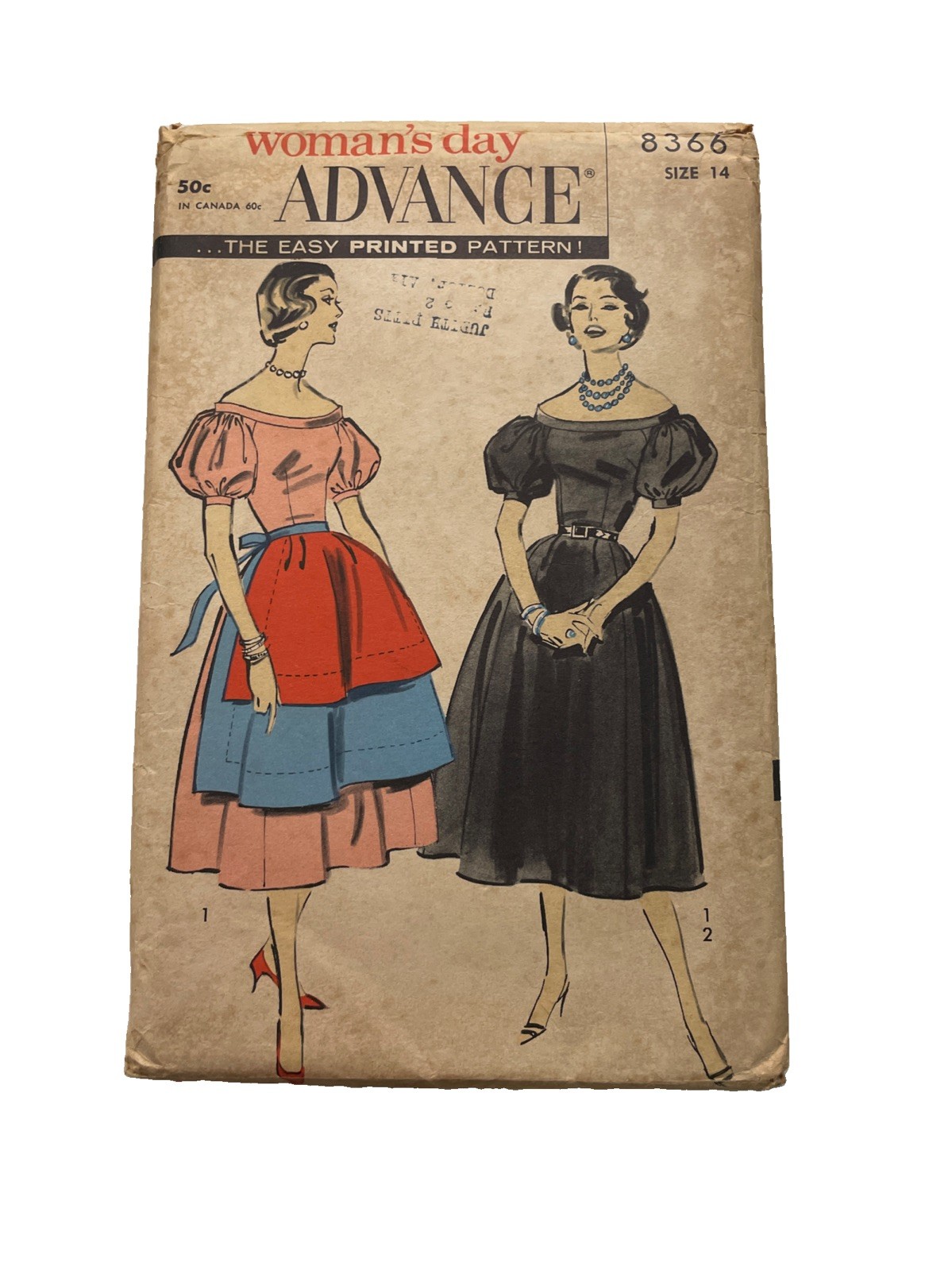 Vintage 1950’s Woman’s Day Advance Easy Printed Sewing Pattern Size 14 CUT