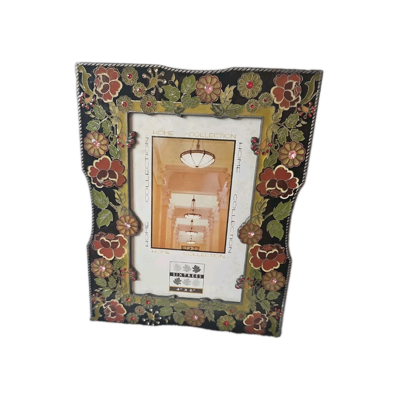 Six Trees Home Collection Red Enamel Floral Frame With Rhinestone Detail 4 X 6\