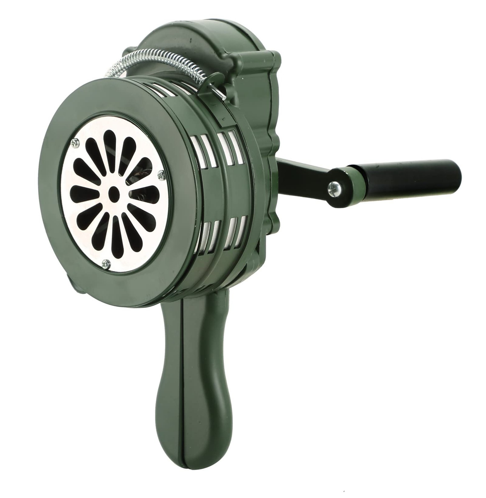 MYFULLY Handheld Air Raid Siren 110DB Loud Manual Hand Crank Medium, Green
