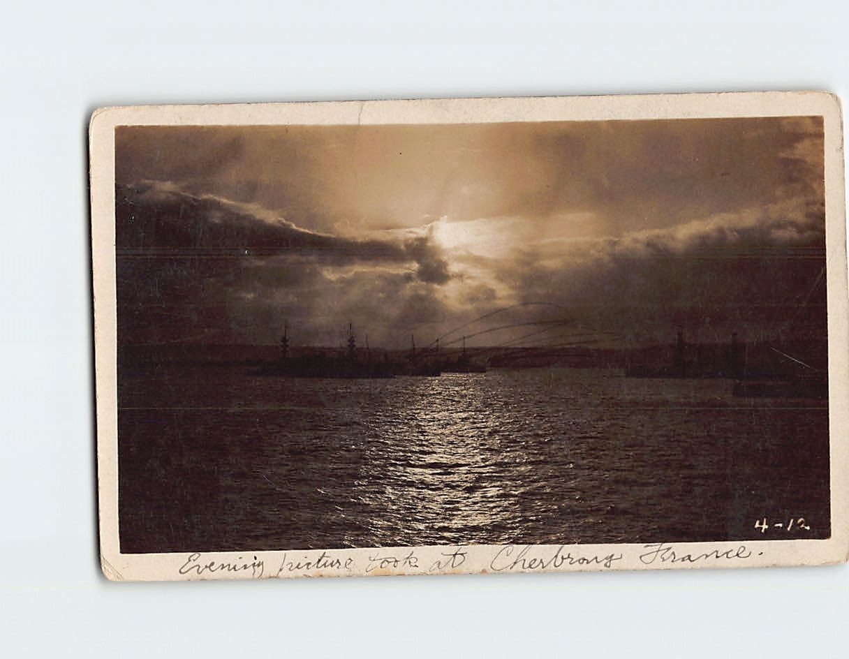 Postcard Evening picture took at Cherbourg, France