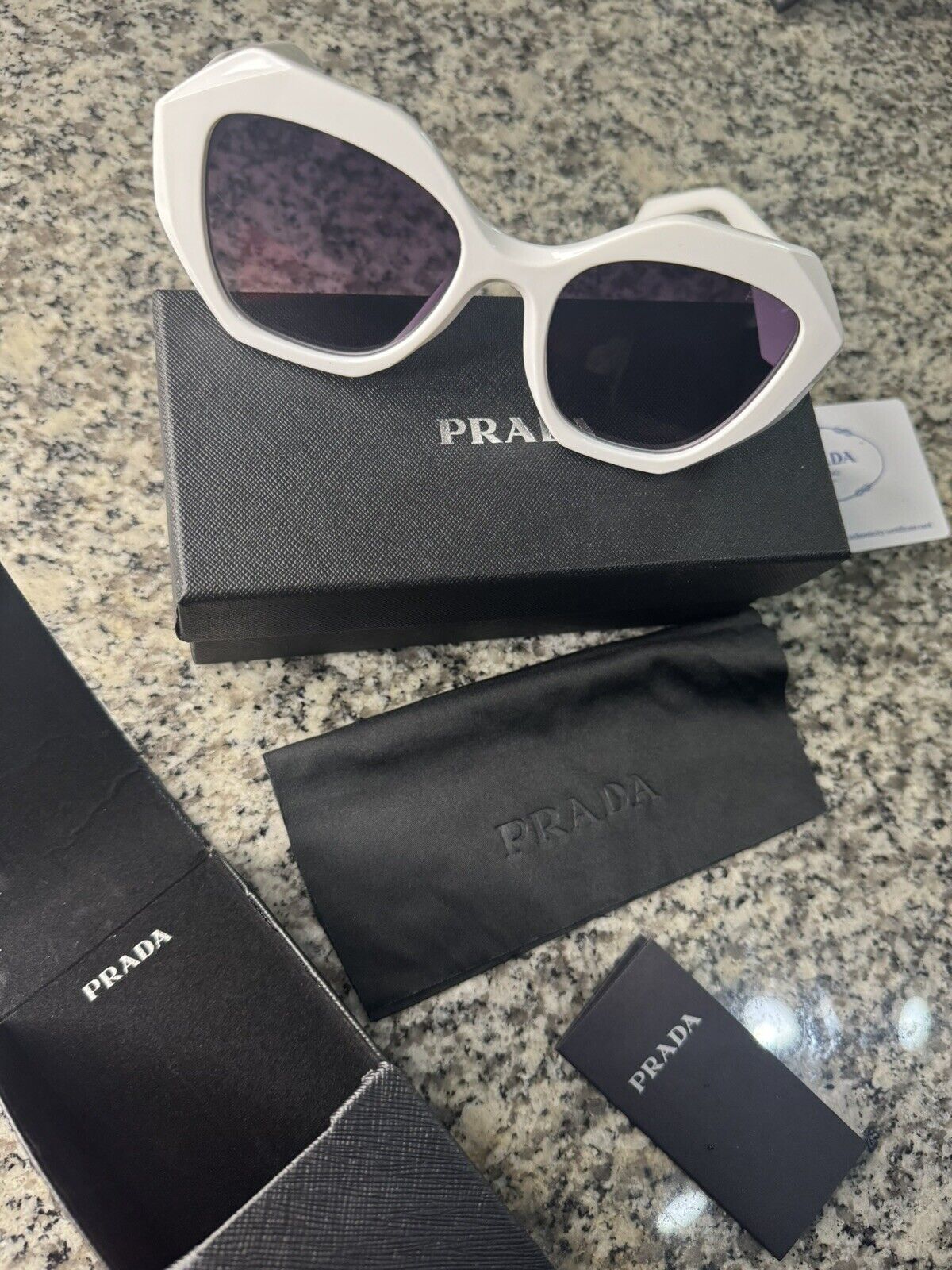PRADA PR 16WS 142130 White Grey Gradient Women\'s 53 mm Sunglasses
