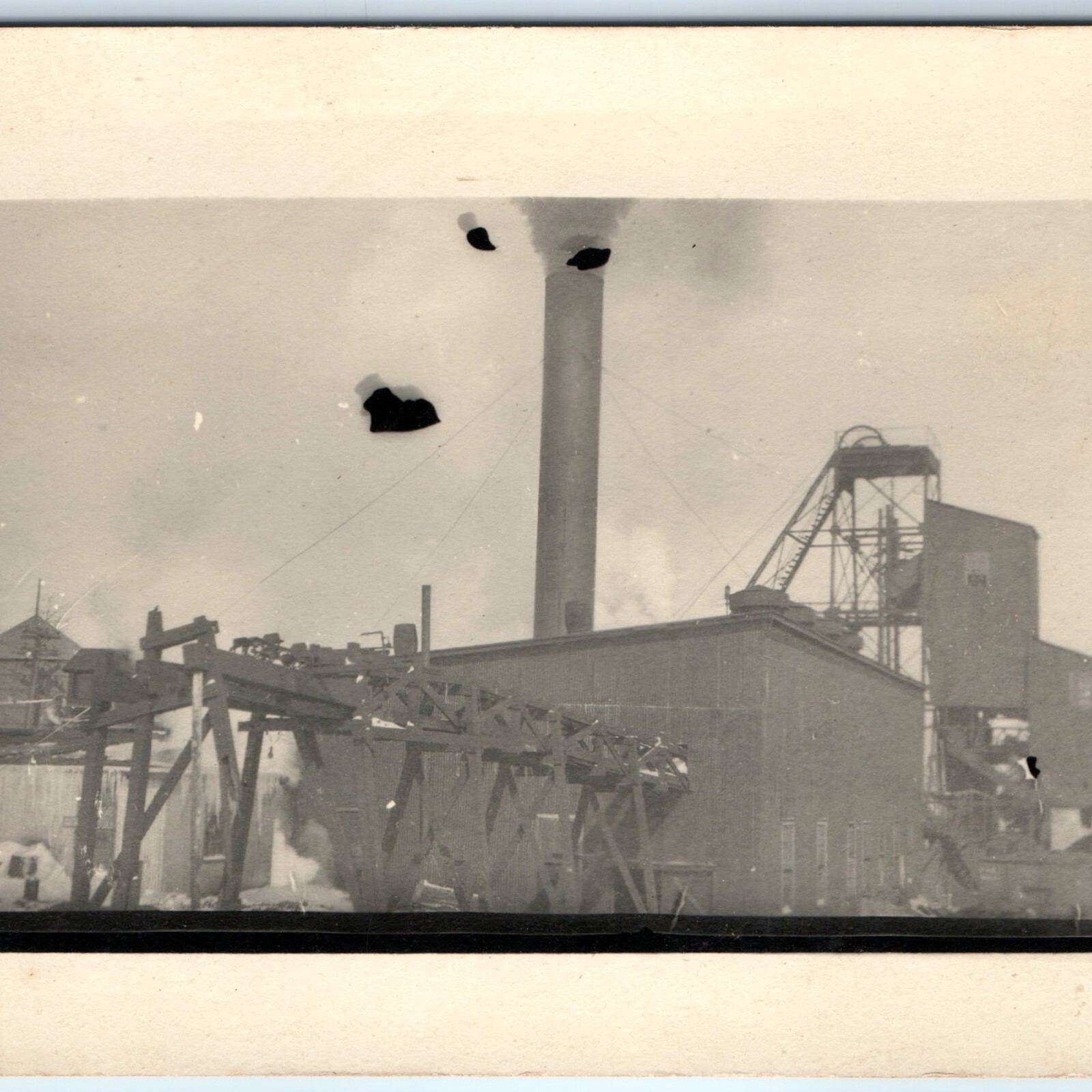 c1910s Coal Mine Tipple RPPC Postcard Smokestack Elevator Mill Industrial Photo