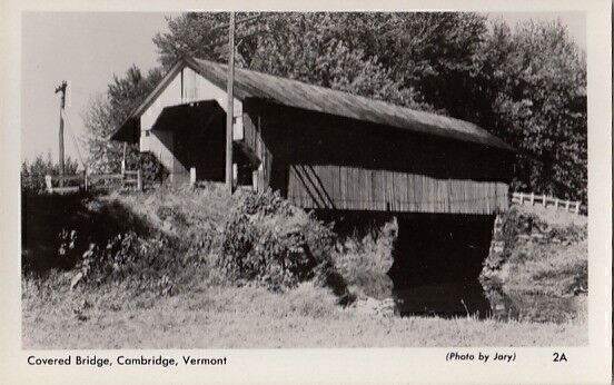 RPPC Postcard Covered Bridge Cambridge Vermont VT 
