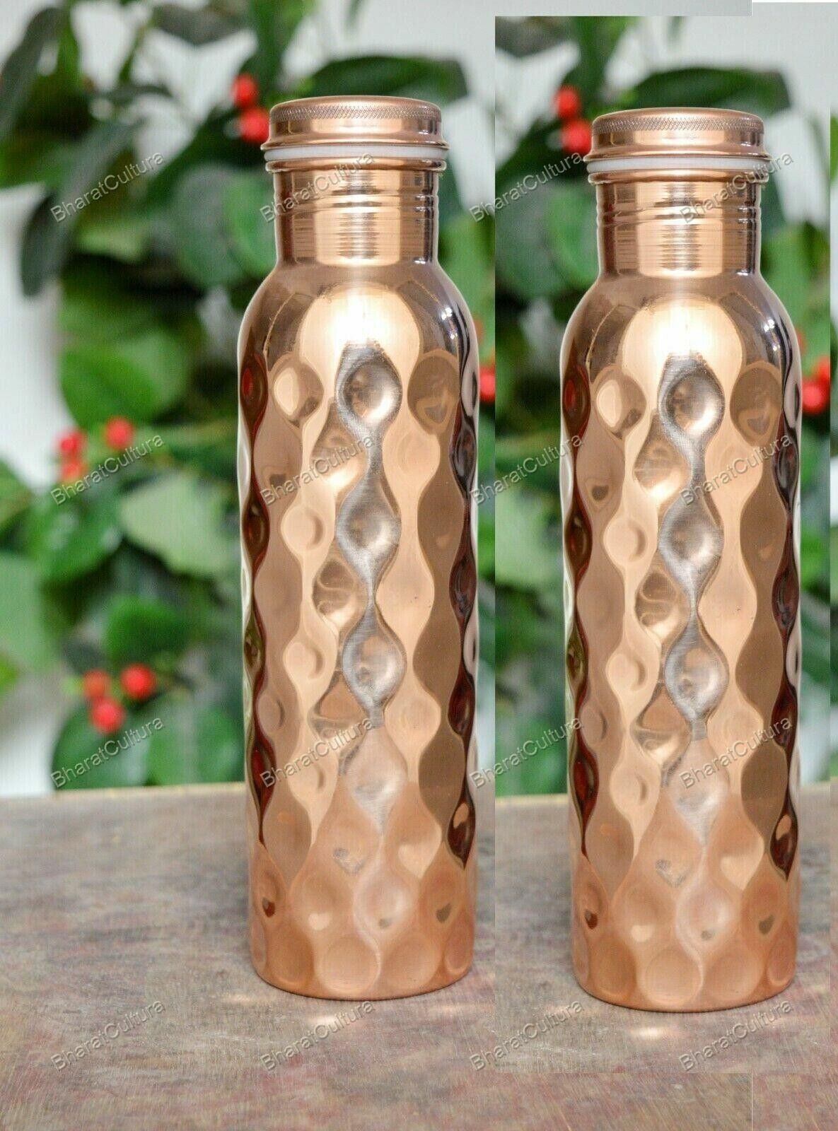 New 700 ml Diamond Design Copper Water Bottle Leak Proof Cap Free Radicals Set O