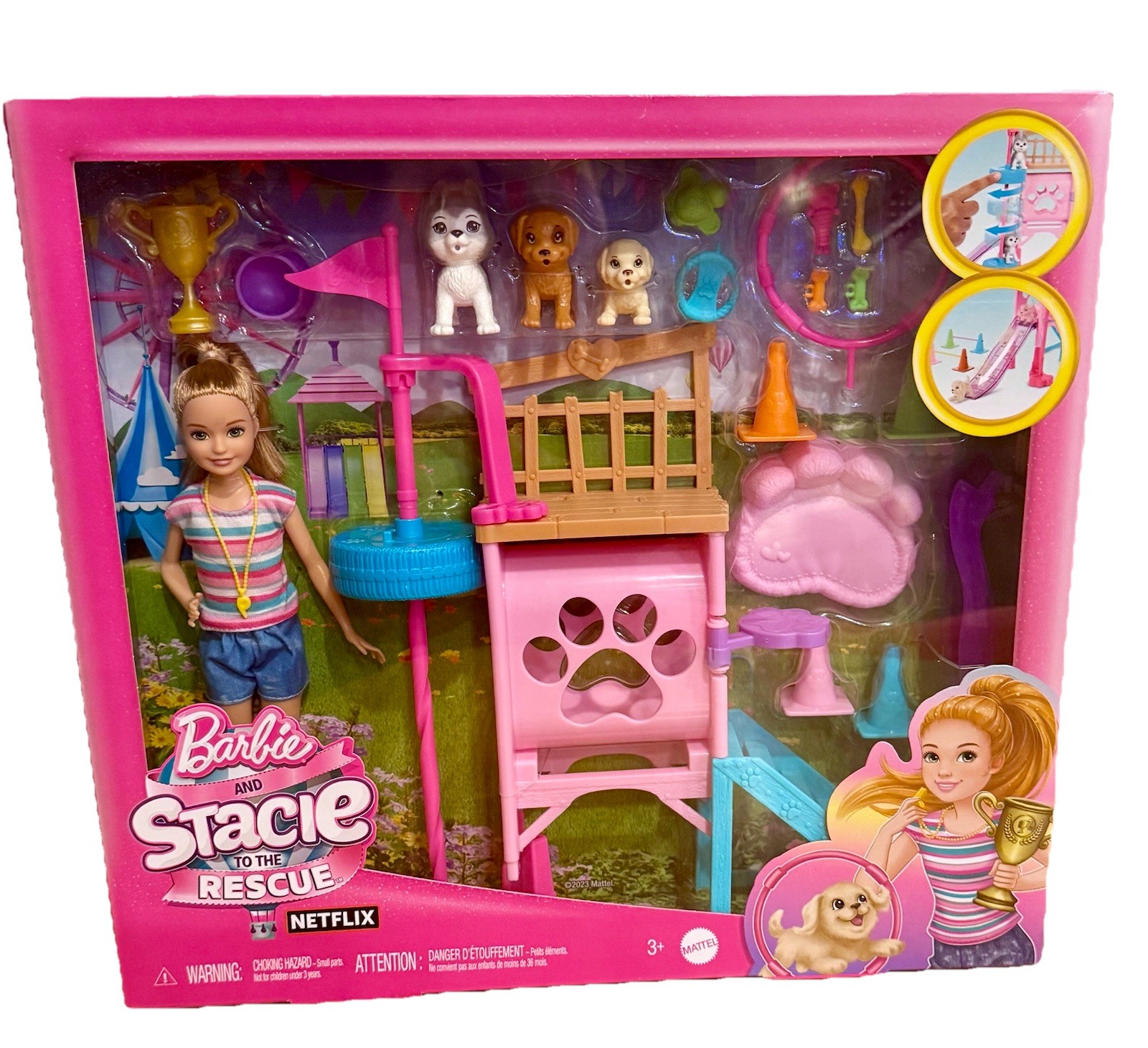 Barbie and Stacie to the Rescue Puppy Playground Playset Doll Toy New with Box
