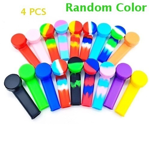 4PCS Portable Handheld Random Color Silicone Pipe W/ Lid & Stainless Steel Bowls