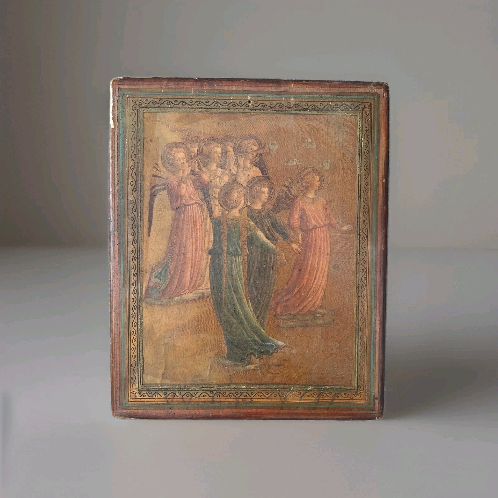 Wood Icon For Religious Scene, Religious Pious Image Wood Icon For Religious Scene, Religious Pious Image