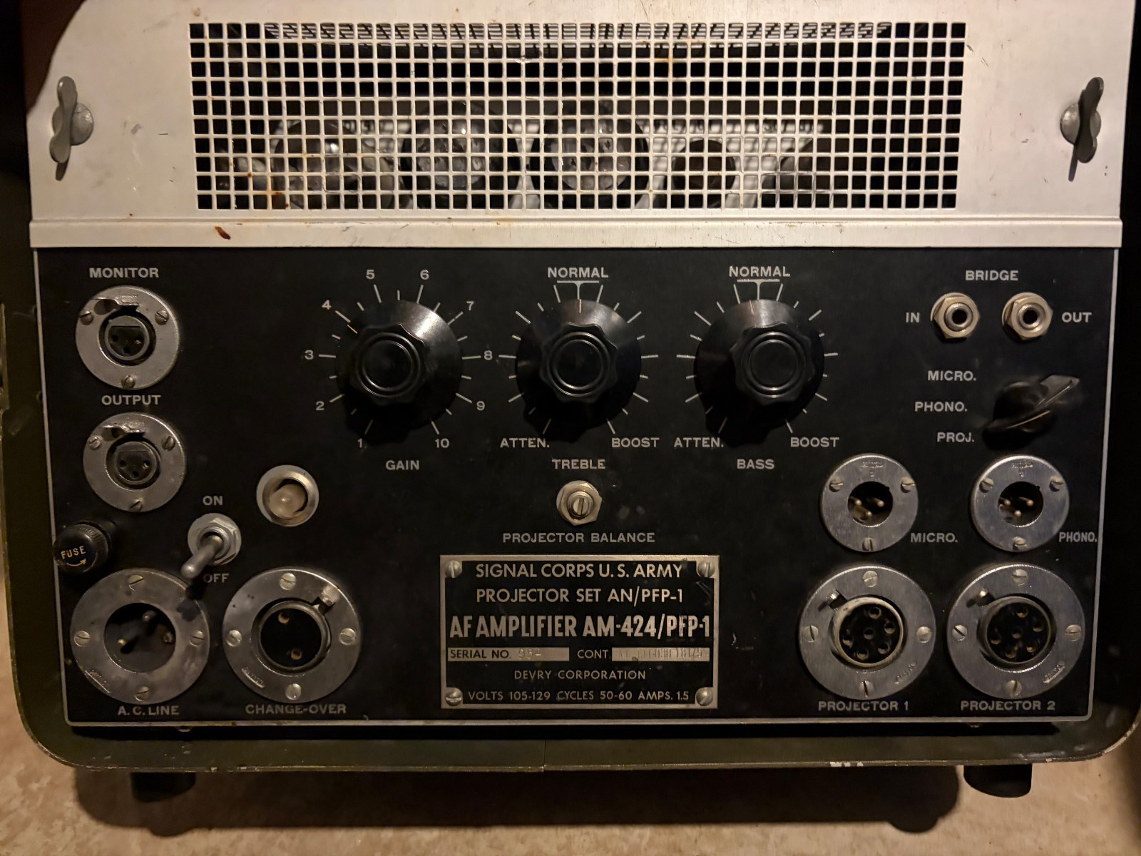 Vintage US Army Corps Complete Set Projector/Amplifier/Loudspeaker