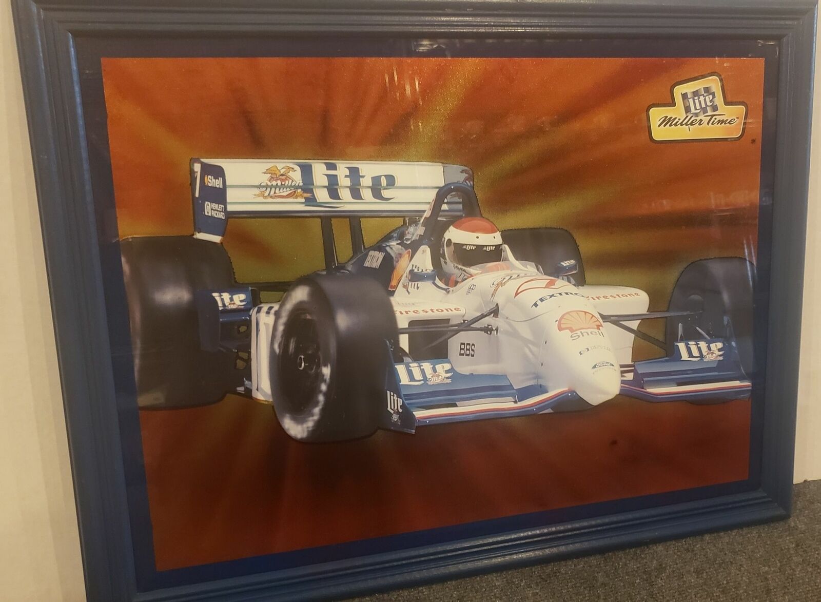 Miller Lite Indy Race Formula 1 Holographic Framed Picture Rare From 1998