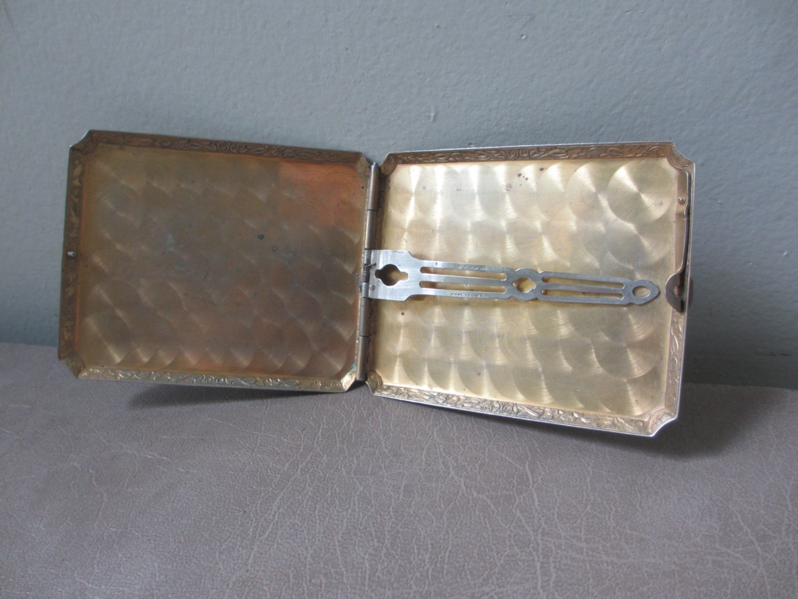Vintage EAM Art Deco Cigarette Case Silver Tone Silverplate Pinstripe No Monogrm