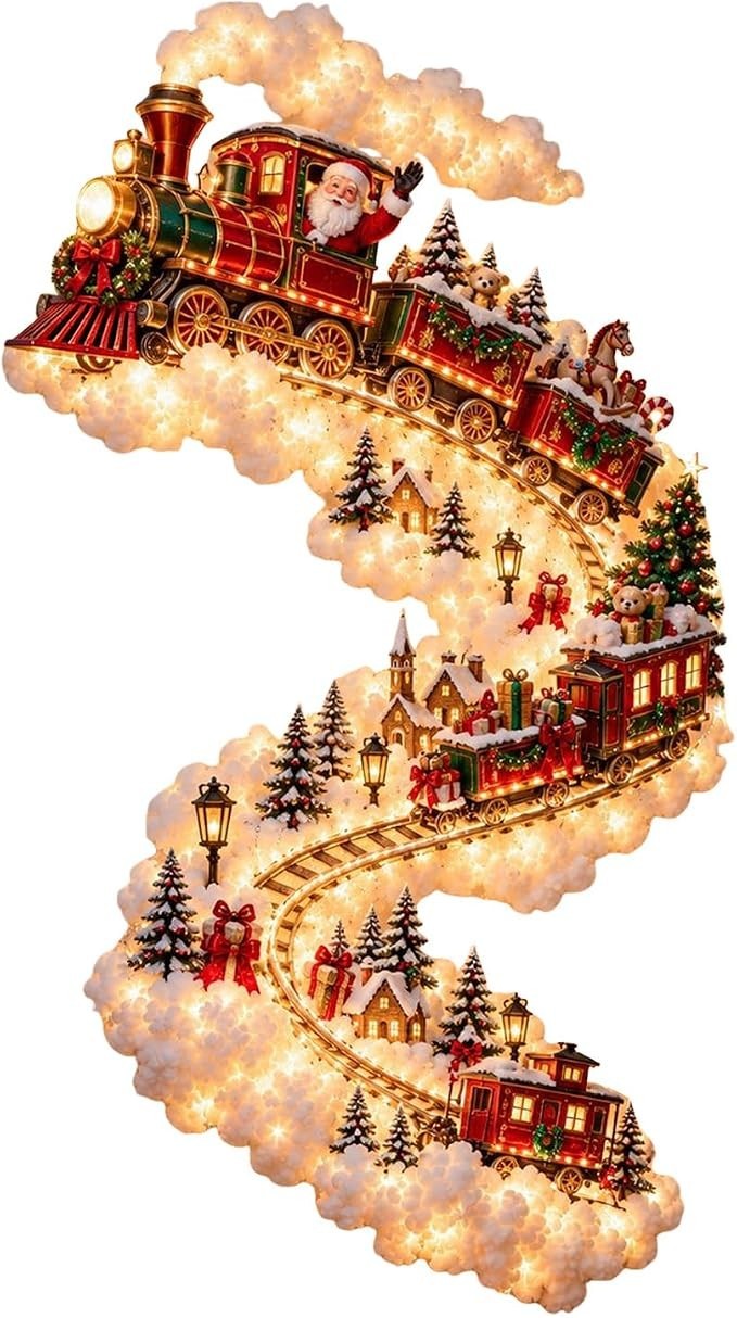 Christmas Magic Trail Wall Light LED Santa Train Wall Hanging Light Holiday Dec Christmas Magic Trail Wall Light LED Santa Train Wall Hanging Light Holiday Dec