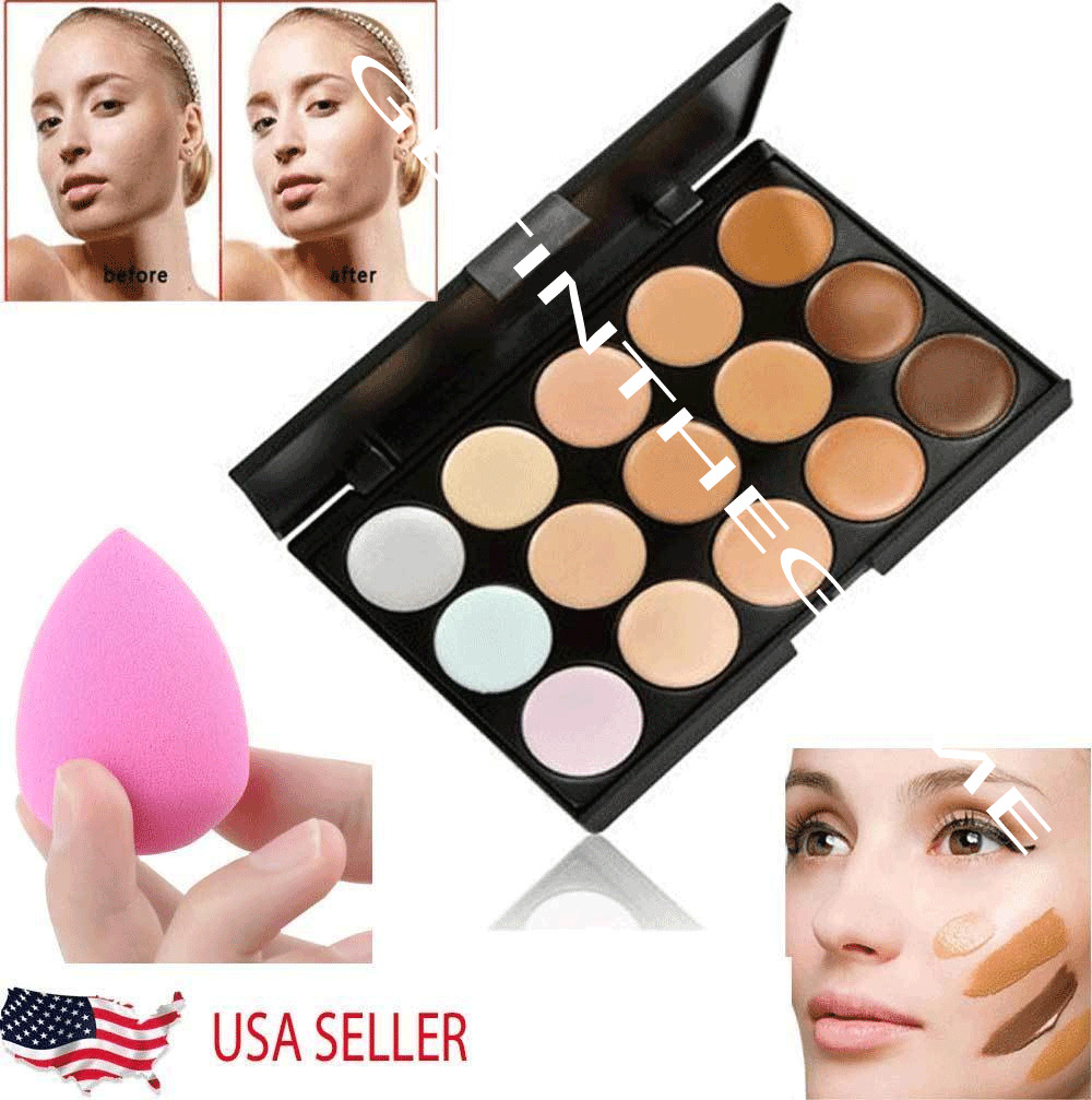 15 Colors Contour Concealer Face Cream Makeup Palette Professional + SPONGE NEW