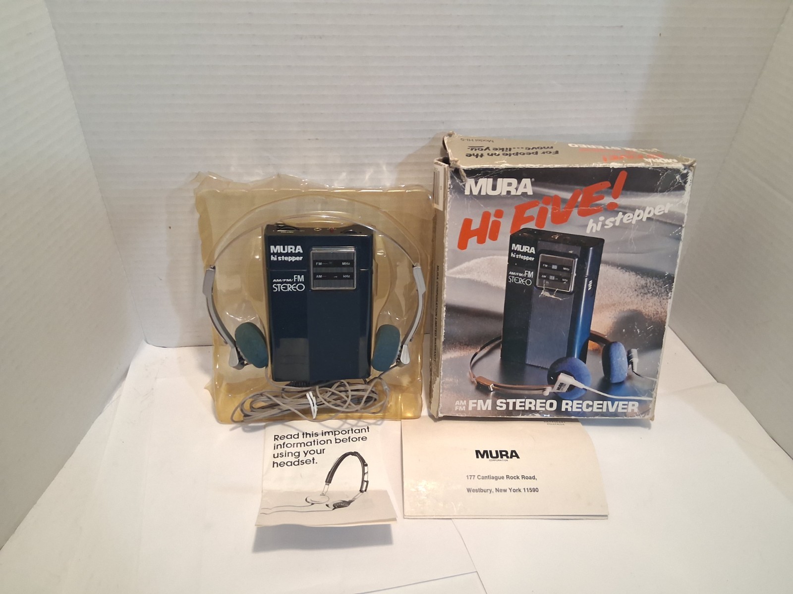 RARE Early 80s MURA Hi Stepper FM Radio Model HI-5 Vintage Portable Headphones 