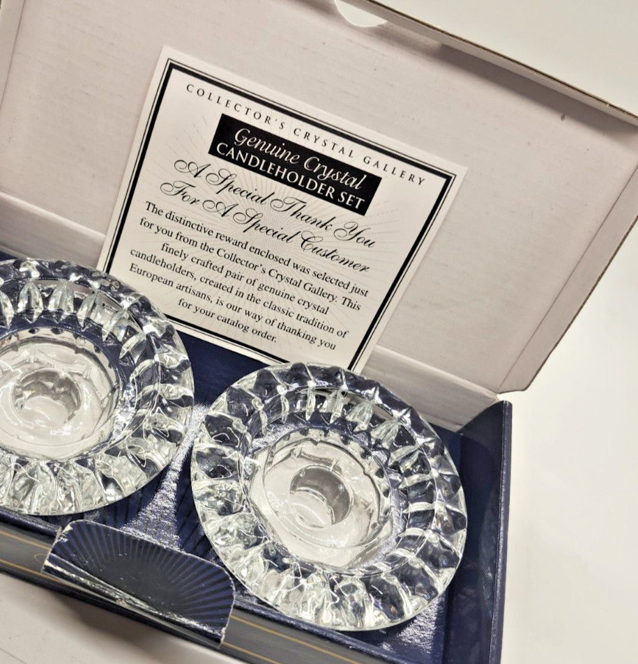 Vintage Collector's Crystal Gallery Genuine Crystal Votive Candleholder Set NIB