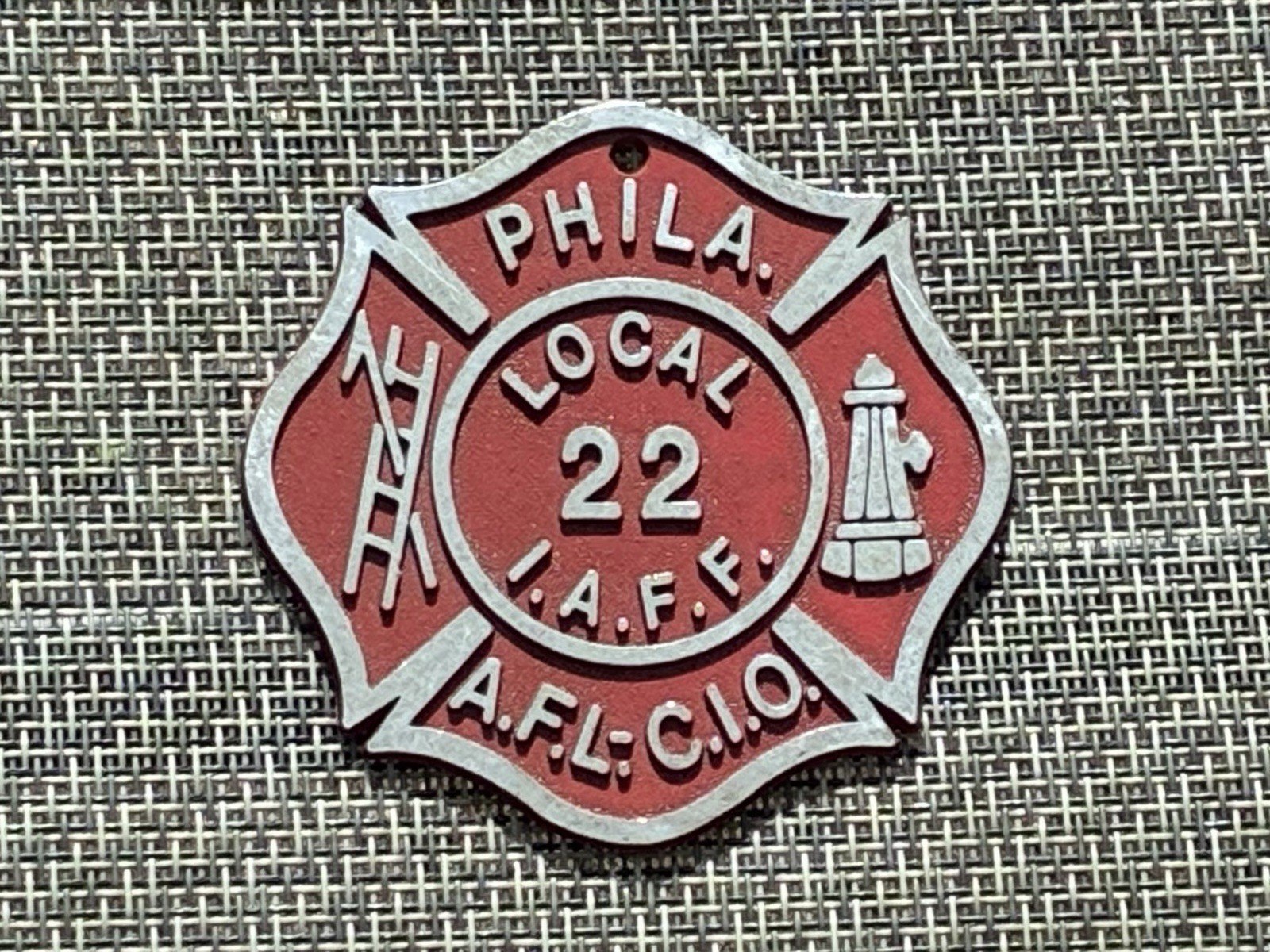 Small Vintage Philadelphia IAFF Local 22 Firefighters Emblem Sign