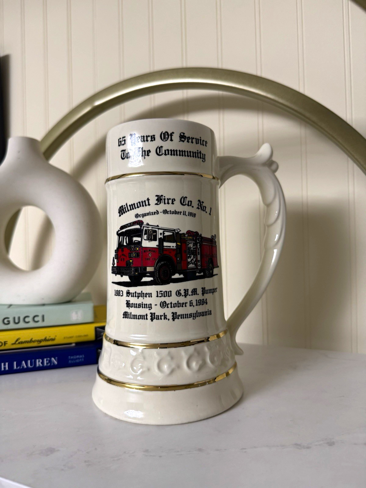 Fire Co. No. 1 Station 49 Fire Truck Beer Stein Mug 1984 Firefighting Huge Fire Co. No. 1 Station 49 Fire Truck Beer Stein Mug 1984 Firefighting Huge