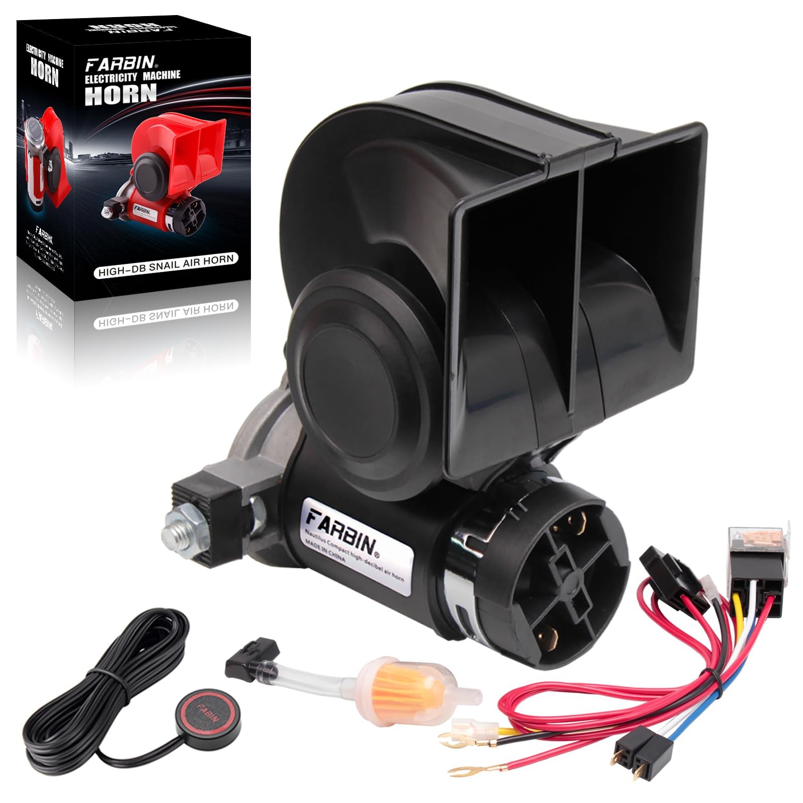 150dB 12V Electric Train Air Horn Kit for Trucks Cars Button Wiring Harness