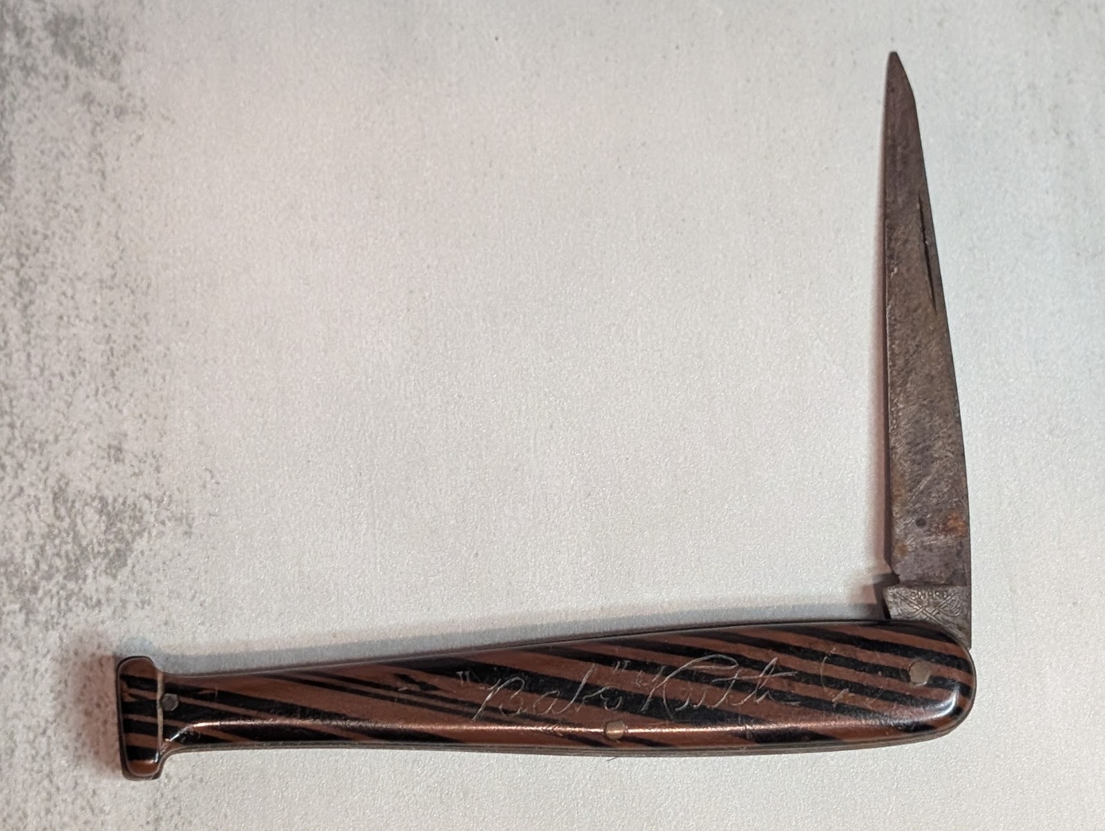 Vintage 1930s Camillus Sword Brand Babe Ruth Bat Knife Single Blade USA