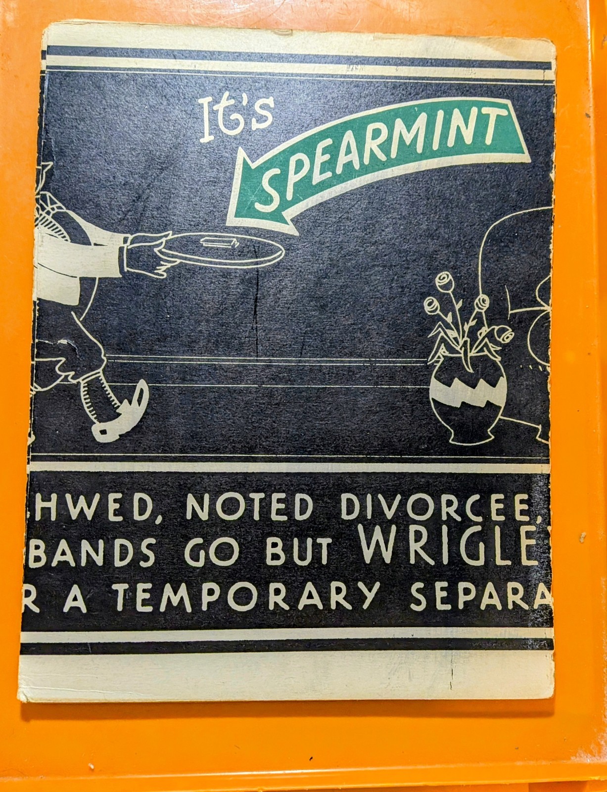 Vintage 1920s Wrigley Spearmint Gum Trolley Sign Panel Art Helfant Logo 298-A
