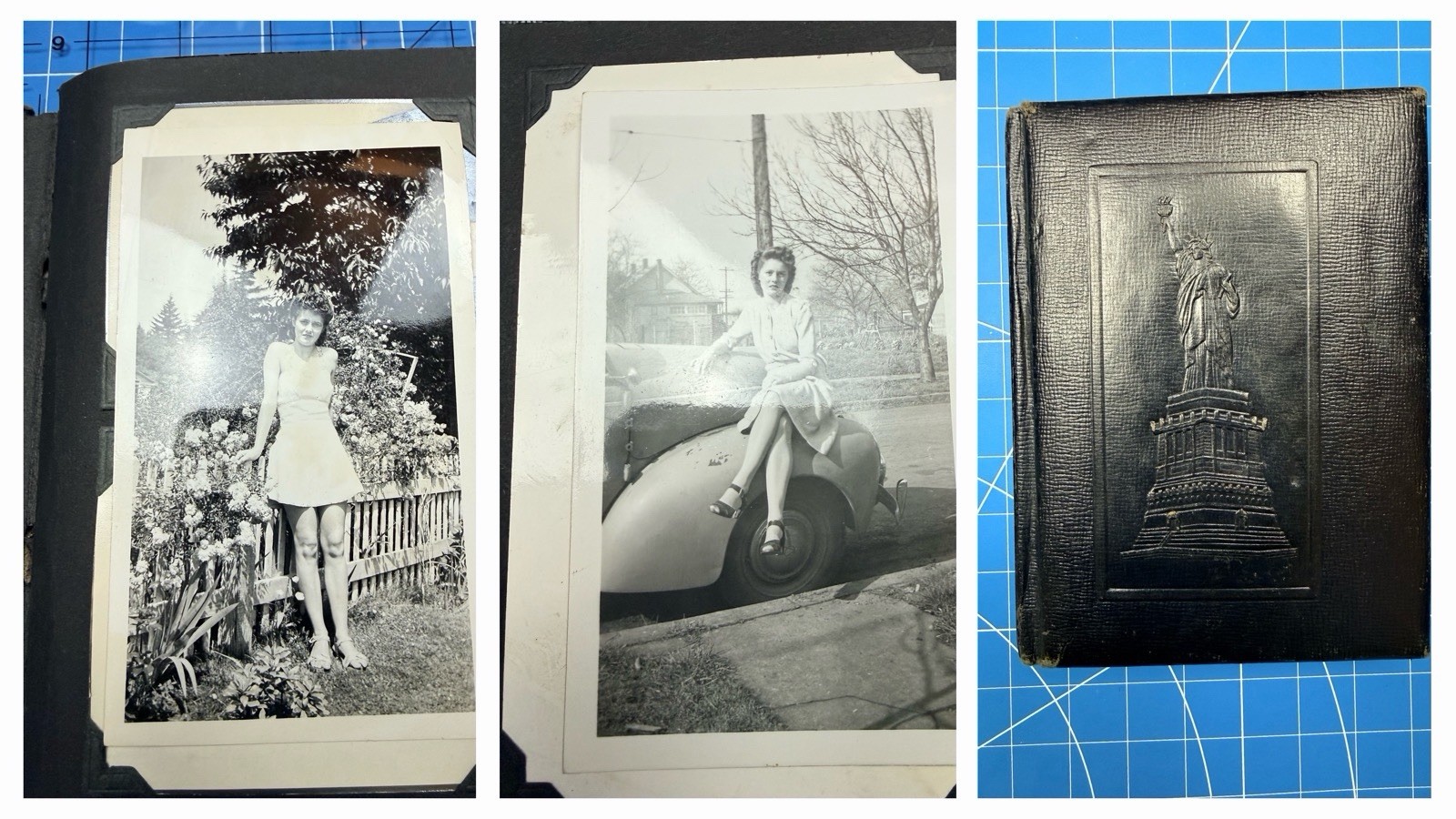 Vintage 1940s Photo Album • 60+ Original Black & White  • Pin-Up, Cars, Pets