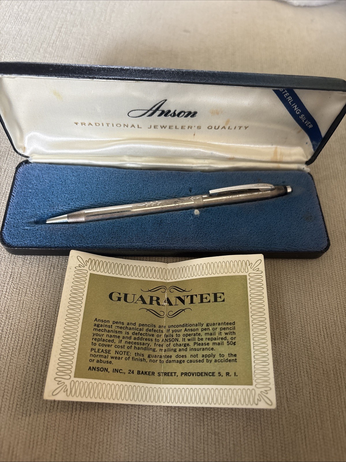 Vintage Anson Sterling Silver Ball Point Pen
