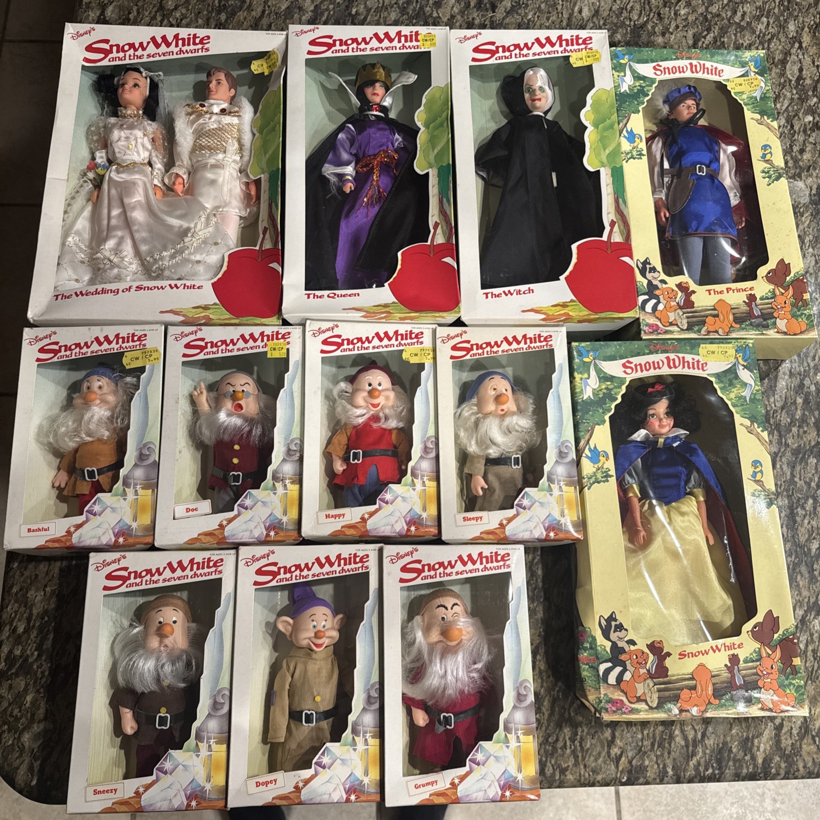 Vintage 1980s Bikin Snow White, Handsome Prince The Seven Dwarfs And Others 12pc