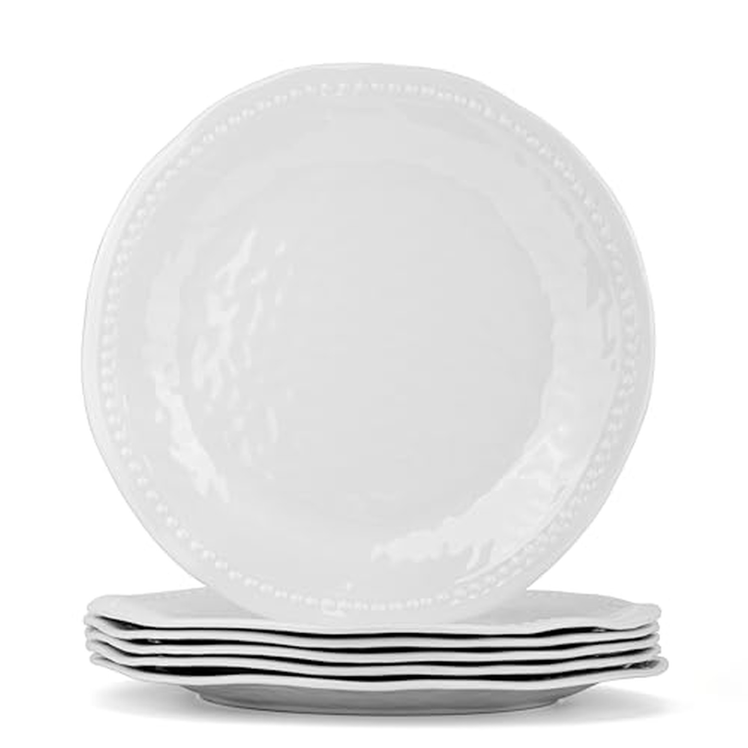 Melamine Dinner Plates, Round Plates, set of 6 White