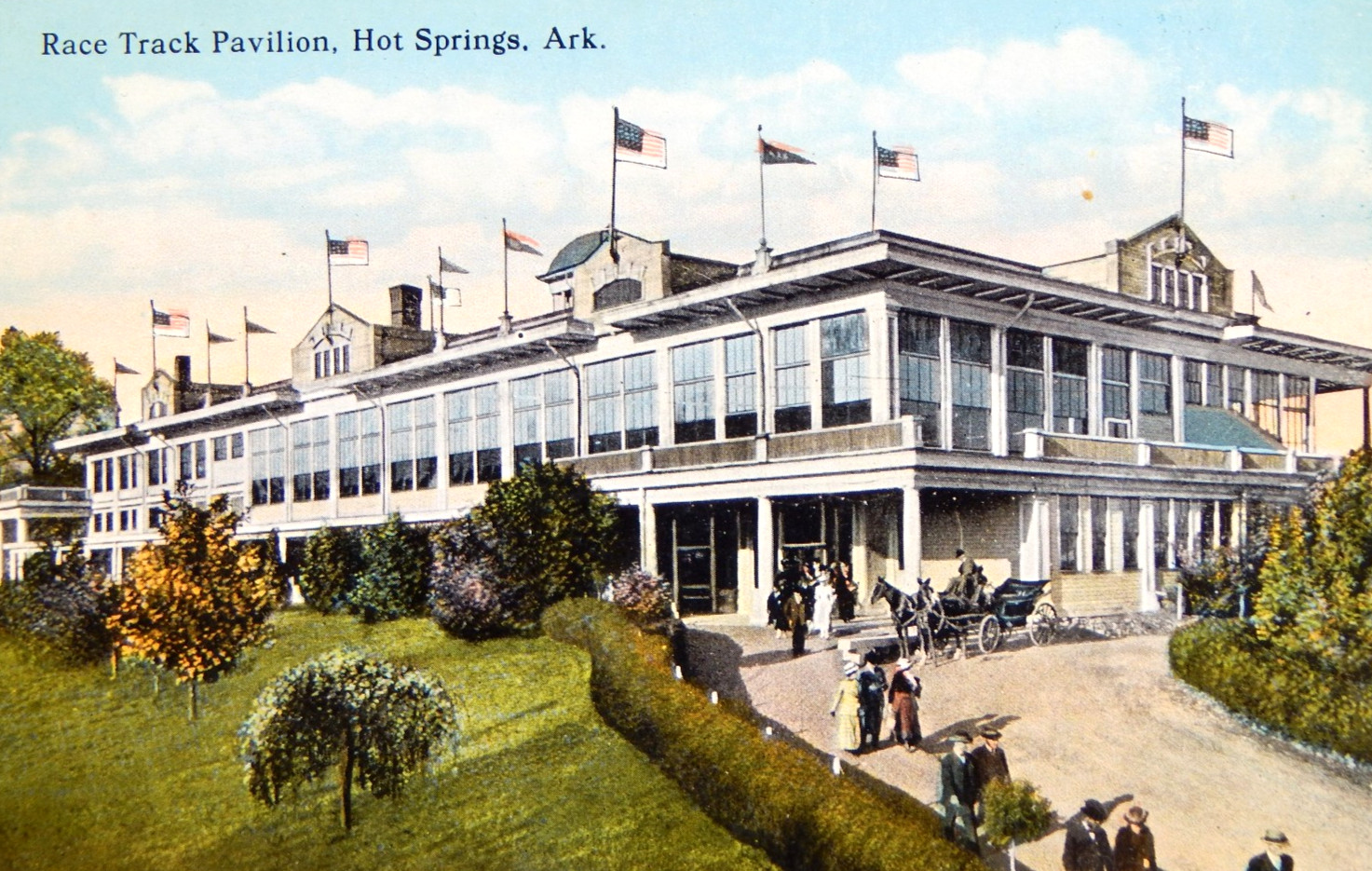 1907 RACE TRACK PAVILION HOT SPRINGS AR POSTCARD DB UNPOSTED OAKLAWN RARE HORSE