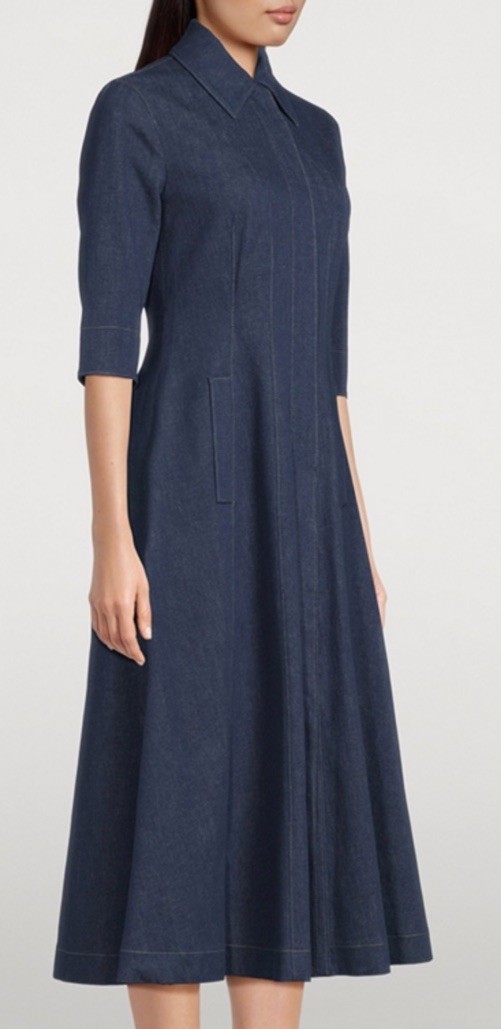 $2,150 AKRIS 100 Years Japanese Denim Maxi A-line Minimalist Hidden Zip Dress 6