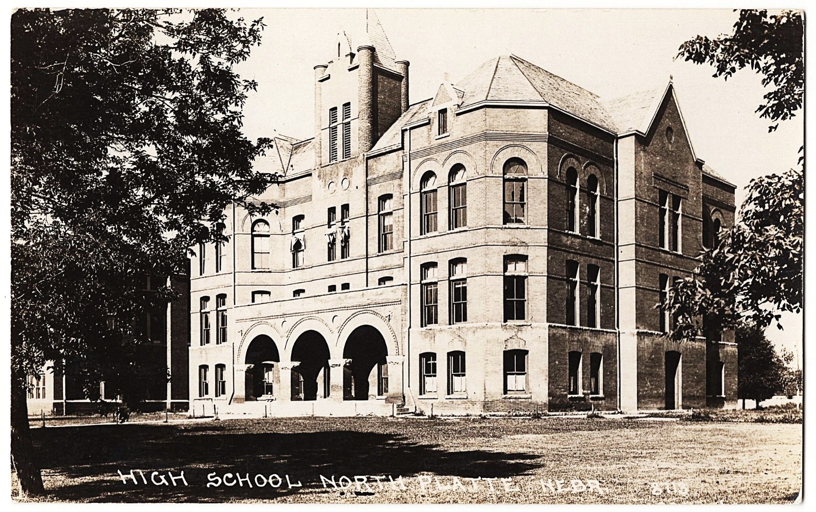 real photo North Platte NE - High School antique postcard RPPC
