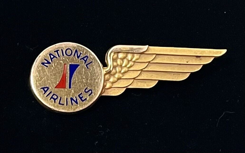 Vintage National Airlines Stewardess Wings 1/10 10K Flight Attendant Badge 3:3