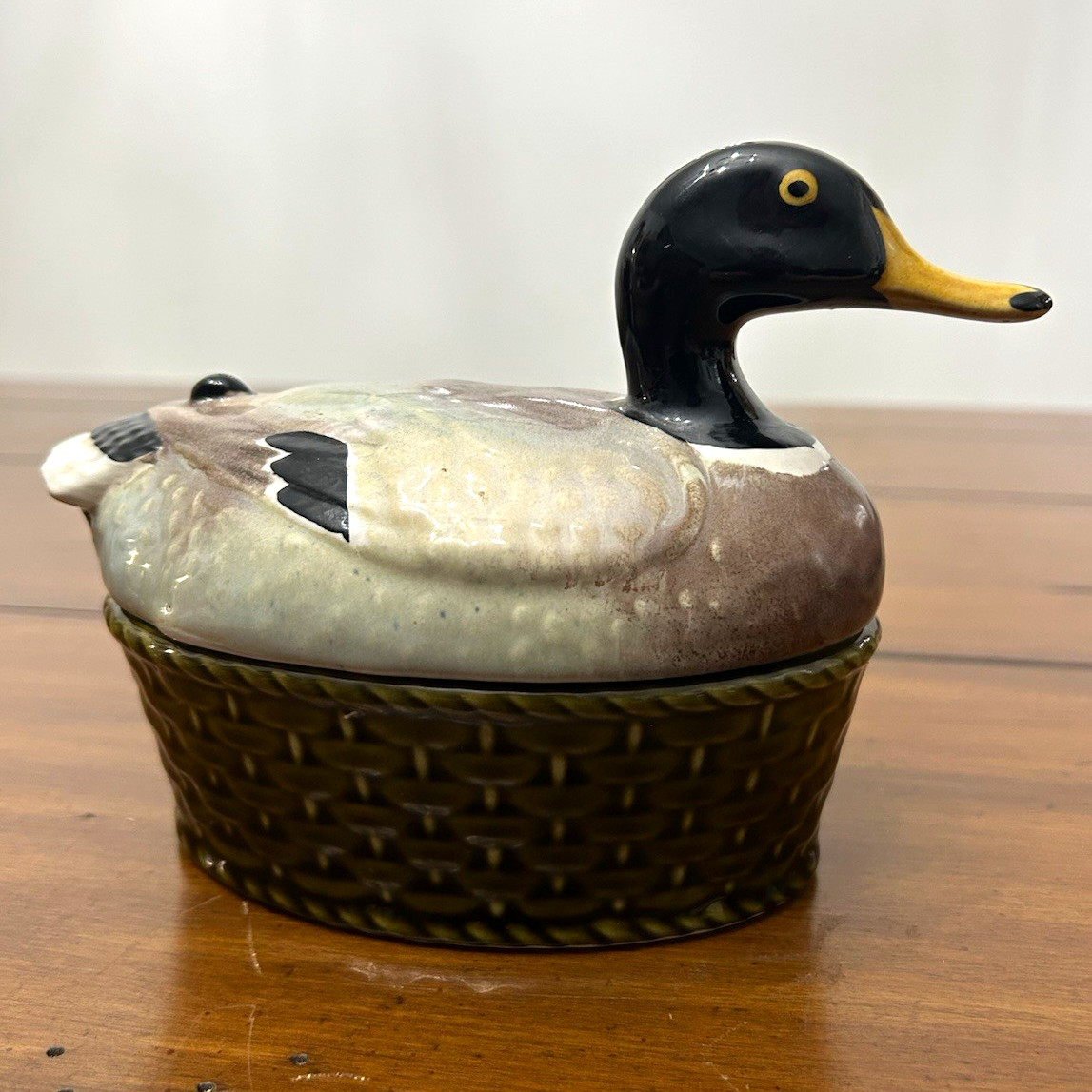Vintage SECLA Portugal Mallard Duck Covered Terrine Dish Tastesetter By Sigma