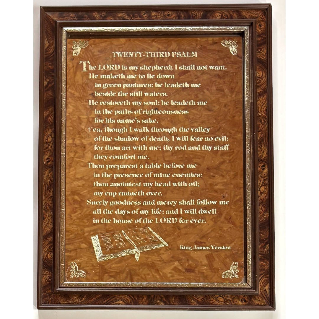 Vintage Twenty-Third Psalm Framed Mirror Art Christian King James Version