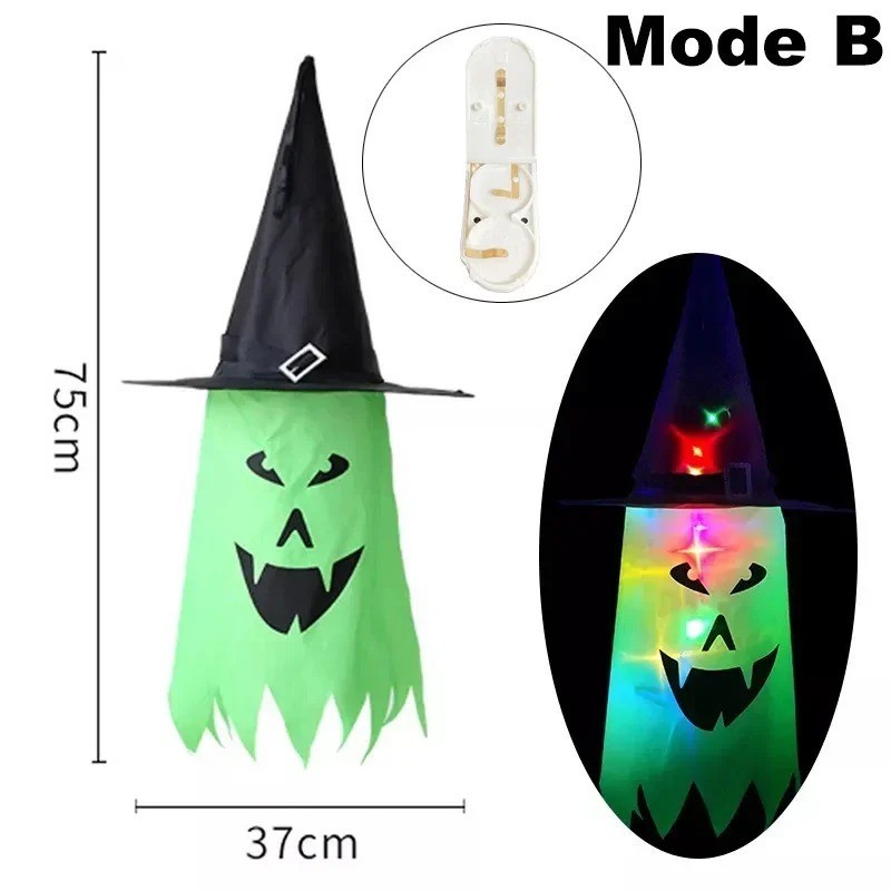 1PC Halloween Glowing Witch Hat Color Changing LED Light Party Decor Horror Prop