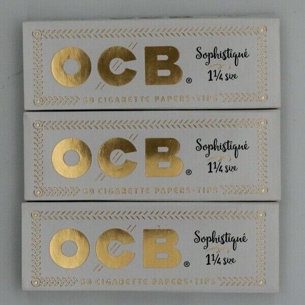 3 PACKS OCB SOPHISTIQUE 1 1/4 SIZE ROLLING PAPERS PLUS TIPS 50 SHEETS PER PACK 