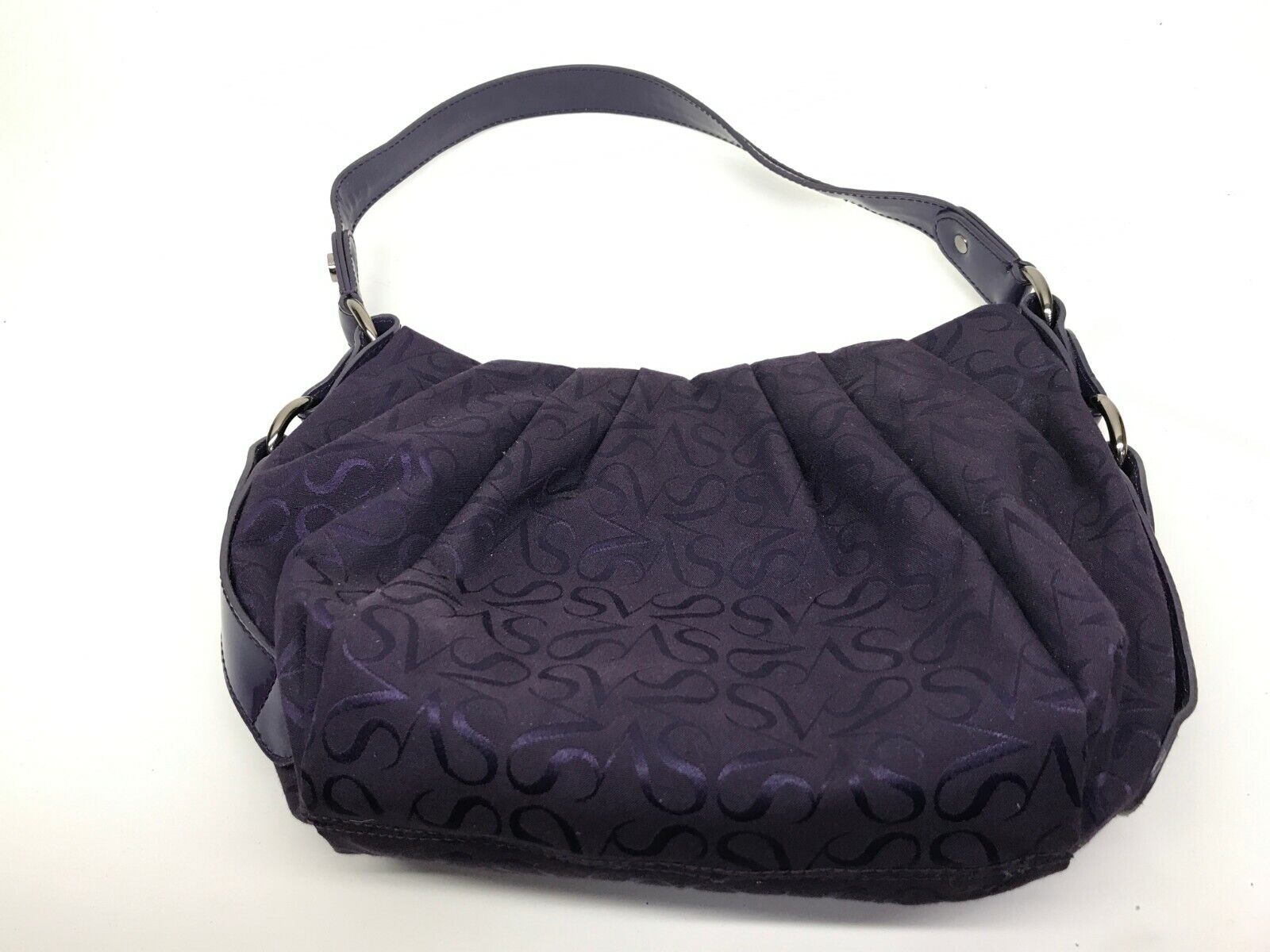 Simply Vera by Vera Wang Shoulder Purse Handbag Deep Purple SV pattern USED