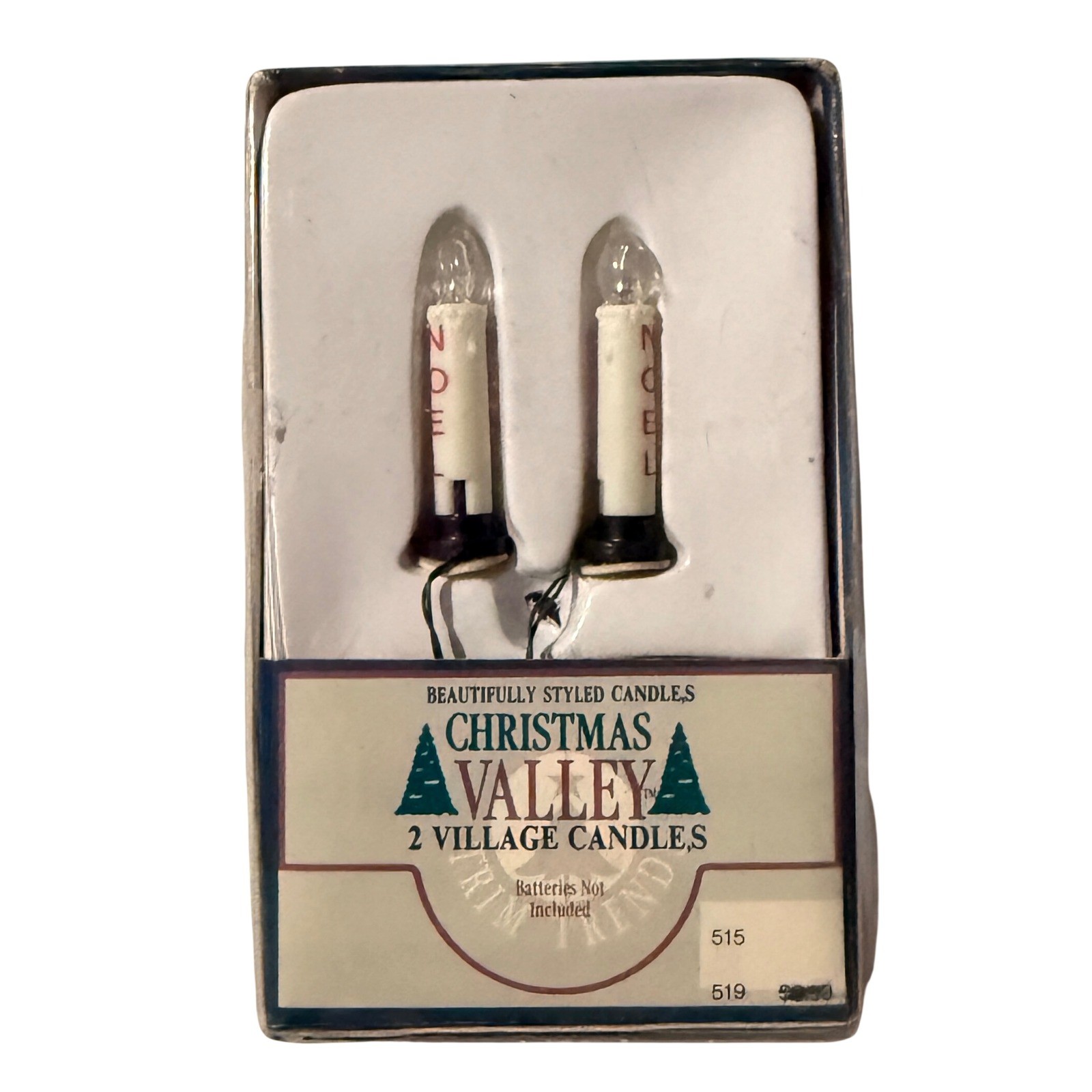 Vintage Christmas Valley 2 Village Candles Noel Battery Operated Miniatures *